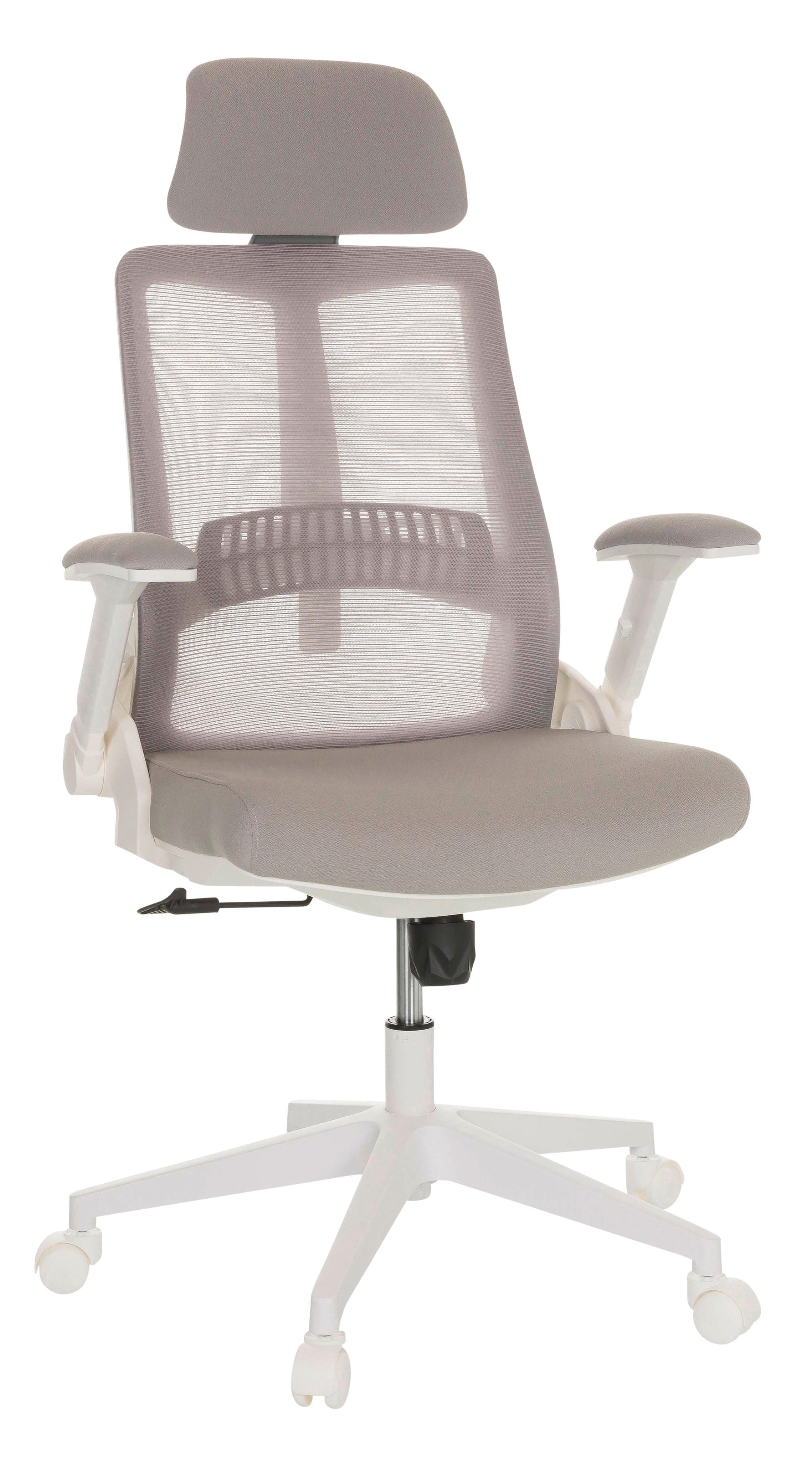 Drehstuhl Vendo W - Weiß/Grau, Basics, Kunststoff/Textil (68/113-127/68cm) - MID.YOU