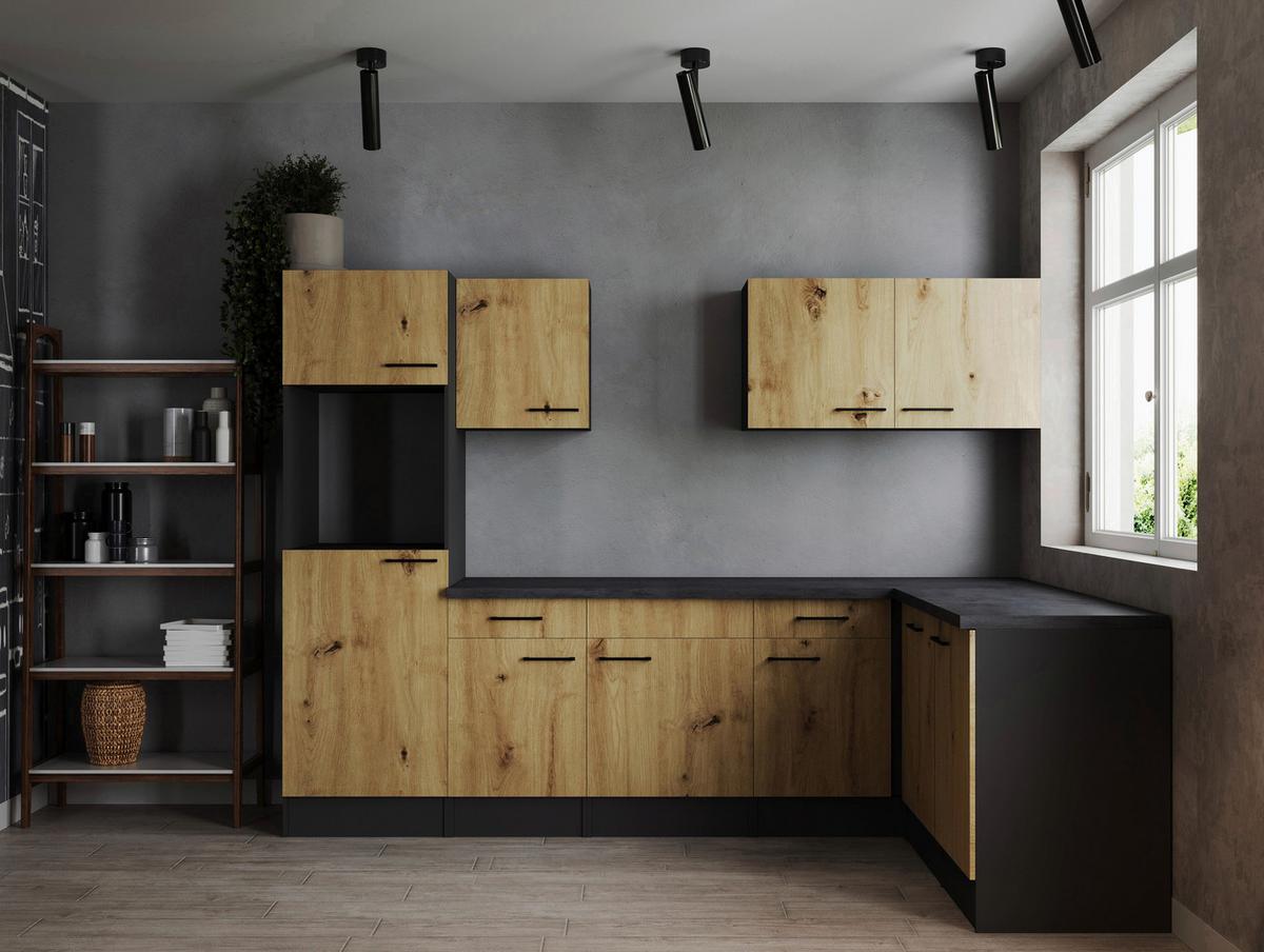 Eckküche Oliver Artisan Dekor S: 280x172 Cm - Eiche Artisan/Grau, Design, Holzwerkstoff (280/172cm) - Respekta