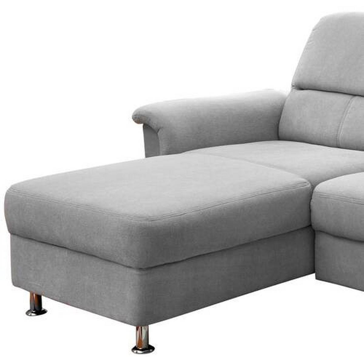 Ecksofa mit Relaxfunktion + USB Anschluss Parole, Mikrof. - Chromfarben/Silberfarben, MODERN, Textil (165/231cm) - Livetastic