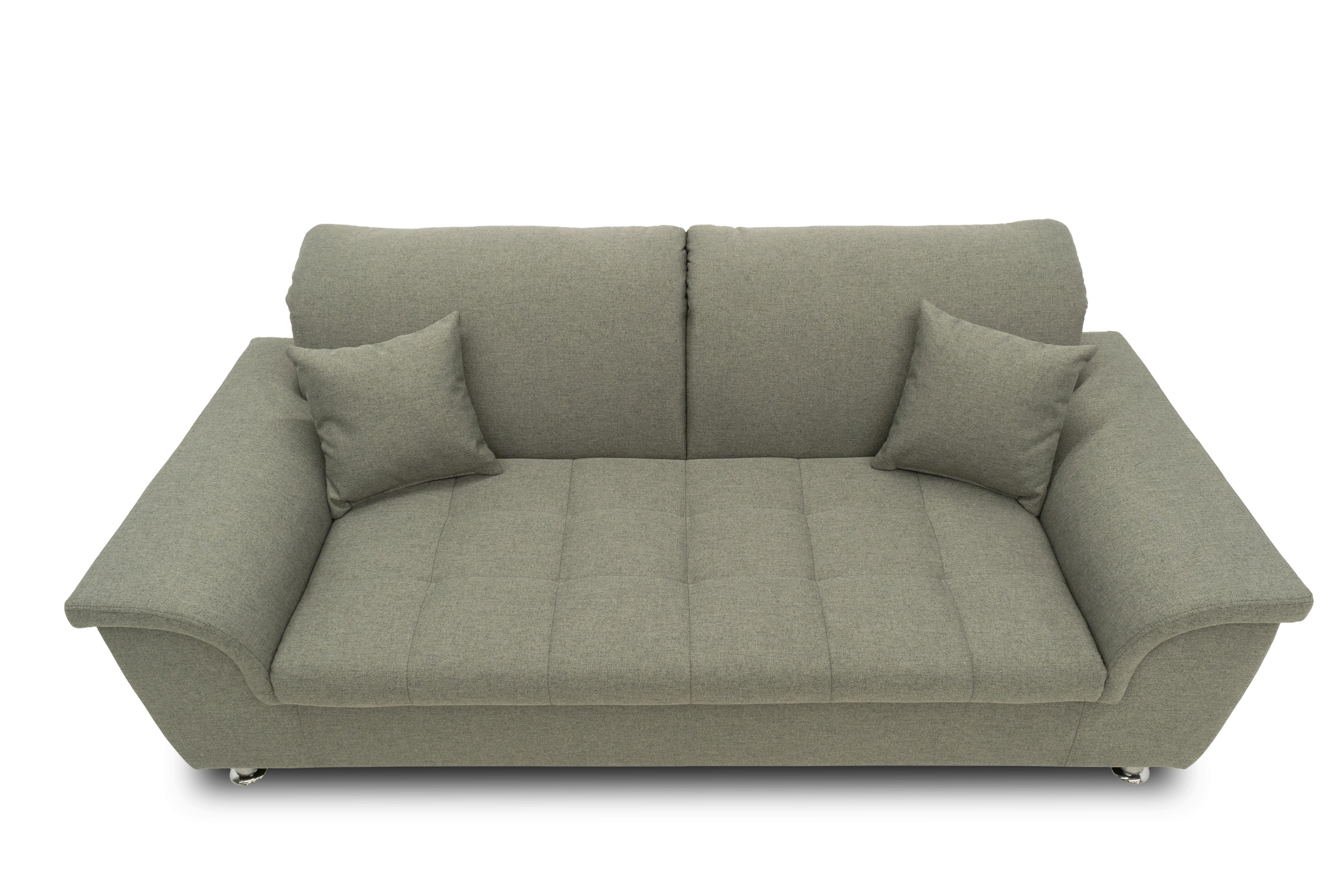 2-sitzer-sofa Mit Kopfteil Franzi Silber/braun - Chromfarben/Graubraun, KONVENTIONELL, Textil (210/81/105cm) - MID.YOU