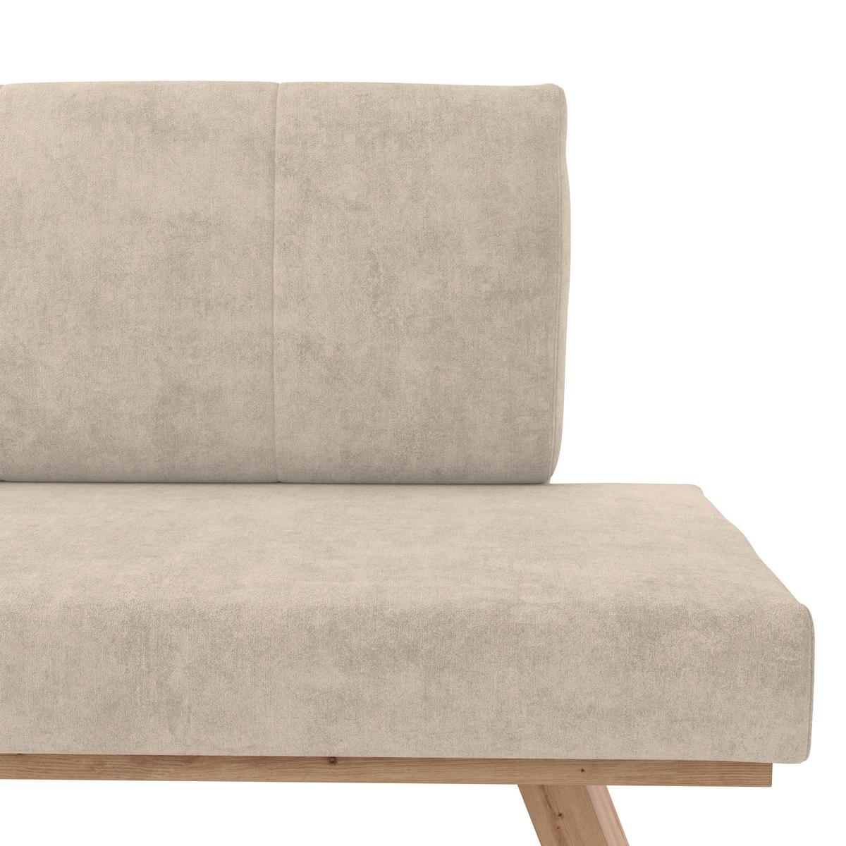 Eckbank Emma Ii Webstoff Beige, B: 150 Cm - Eichefarben/Beige, KONVENTIONELL, Holzwerkstoff/Textil (150/185cm)