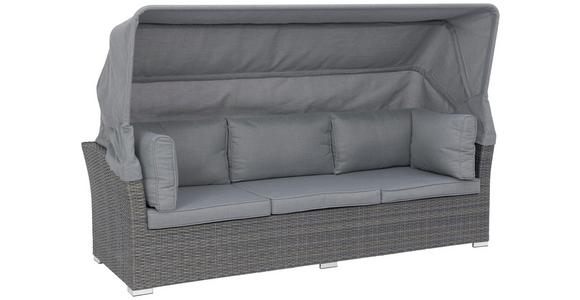 Loungegarnitur 5-Tlg Sansibar mit Kissen und Sonnenblende - Hellgrau/Braun, MODERN, Glas/Kunststoff (215/64/75cm) - Beldano