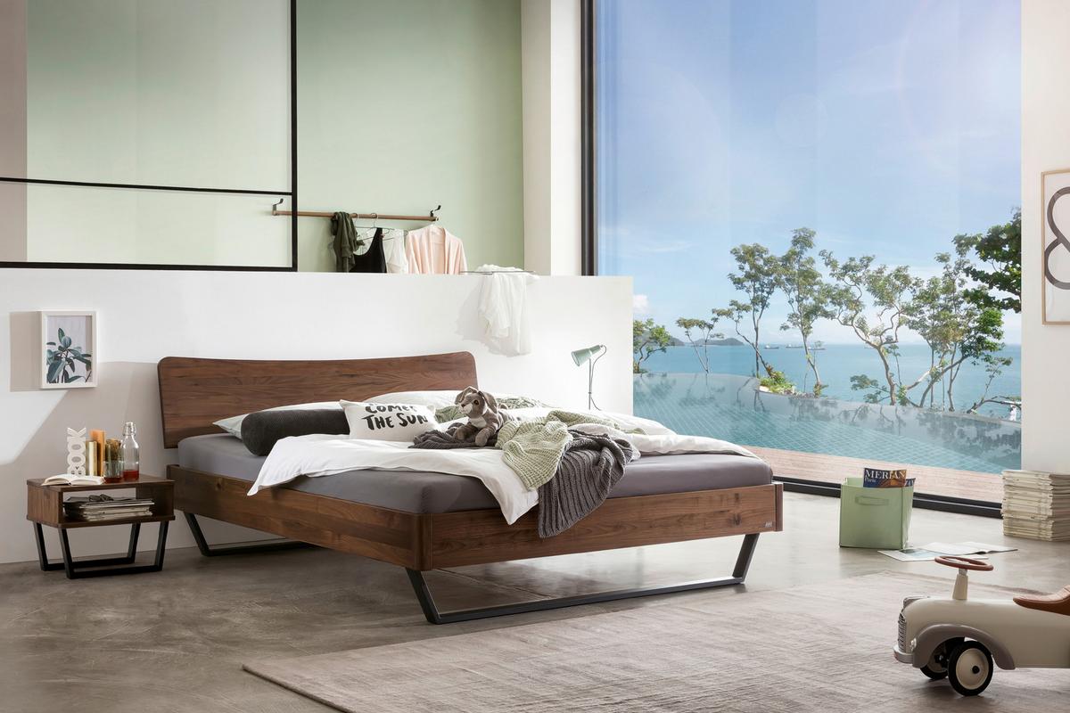 Bett Tresali Nussbaumfarben 140x200 Cm - Anthrazit/Nussbaumfarben, MODERN, Holz (140/200cm) - Hasena