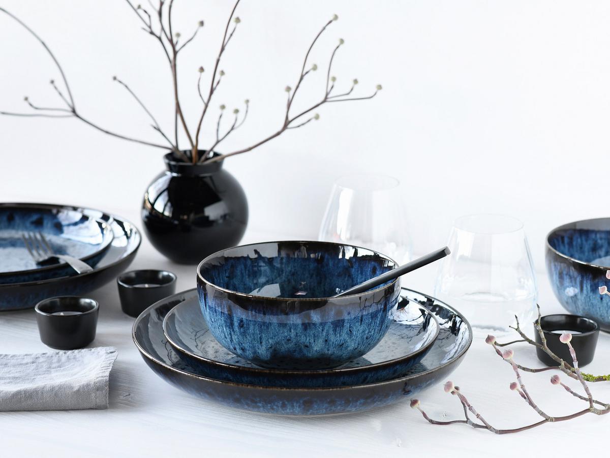 Tafelservice Allround Magic 12tlg. - Blau/Schwarz, Basics, Keramik - Creatable
