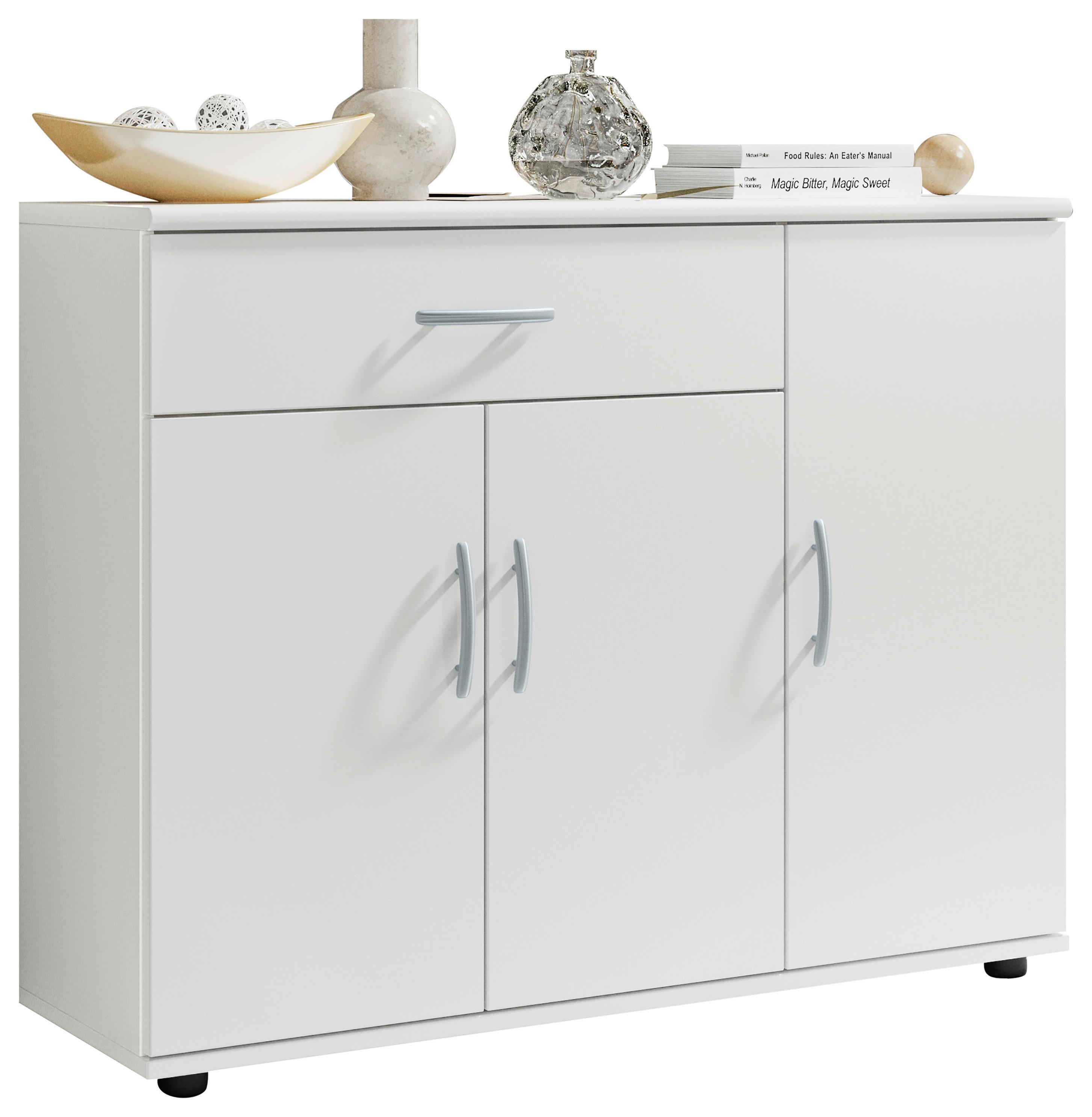 Kommode 90cm Lilly Weiß - Silberfarben/Weiß, KONVENTIONELL, Holzwerkstoff (90/70/30cm) - Livetastic