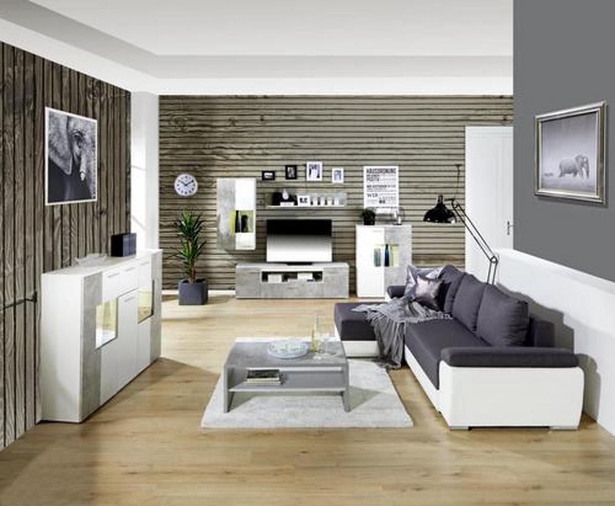 Vitrinkombináció Vulcan - fehér/szürke, Modern, faalapú anyag/Üveg (265-295/194/40cm) - Best Price