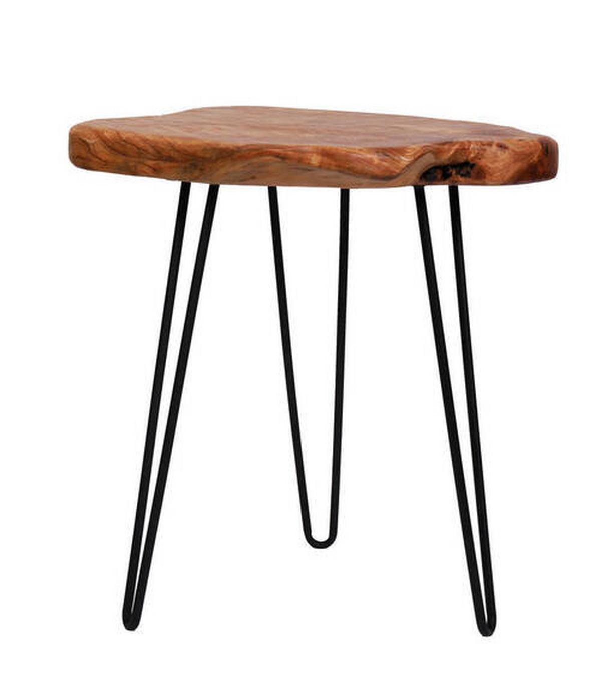Beistelltisch mit Holzplatte Woody, Naturfarben - Naturfarben, Natur, Holz/Metall (40/45/52cm) - Kayoom