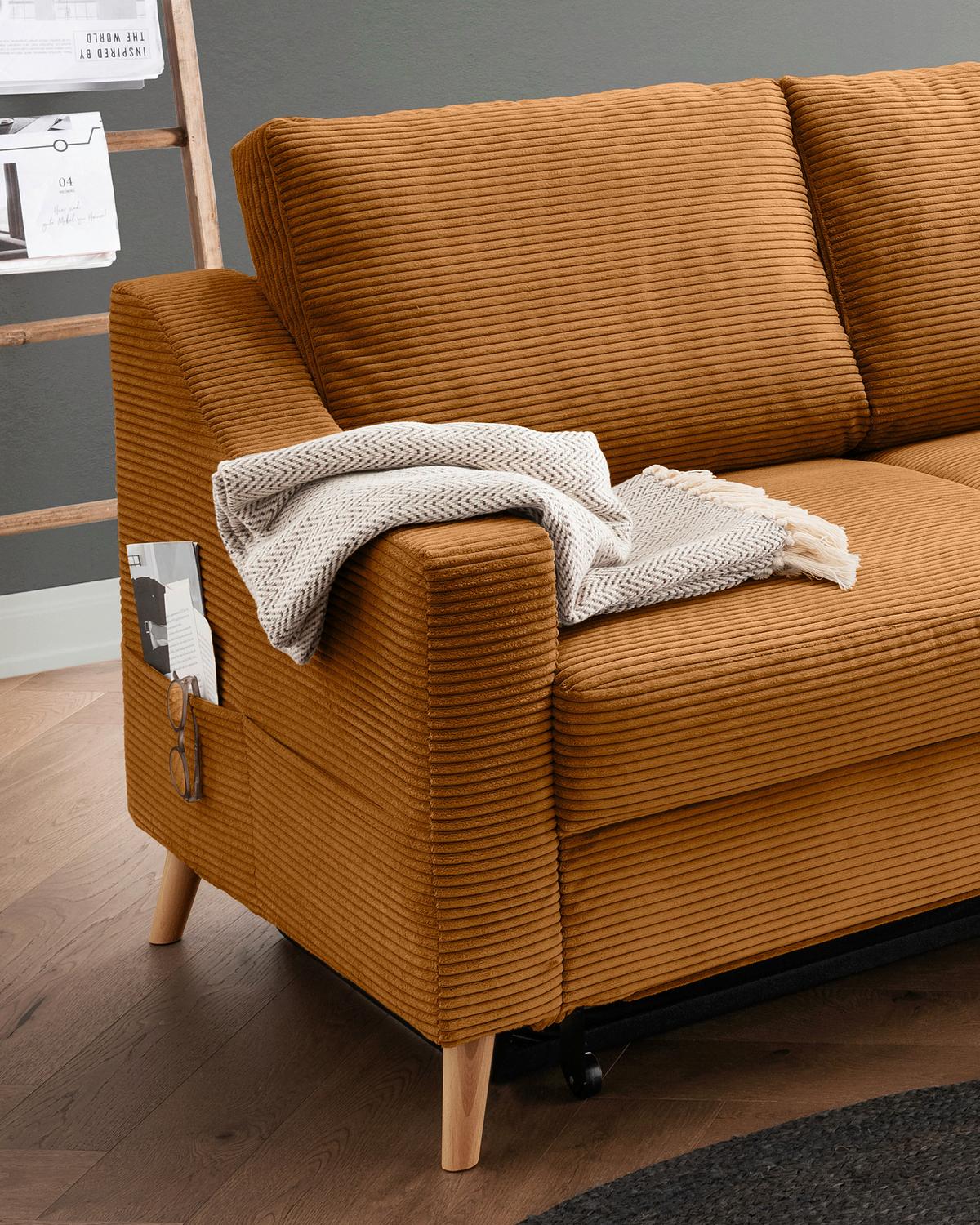 Ecksofa Valentina Goldfarben S: 230x200 Cm - Goldfarben/Naturfarben, MODERN, Textil (230/200cm) - Livetastic
