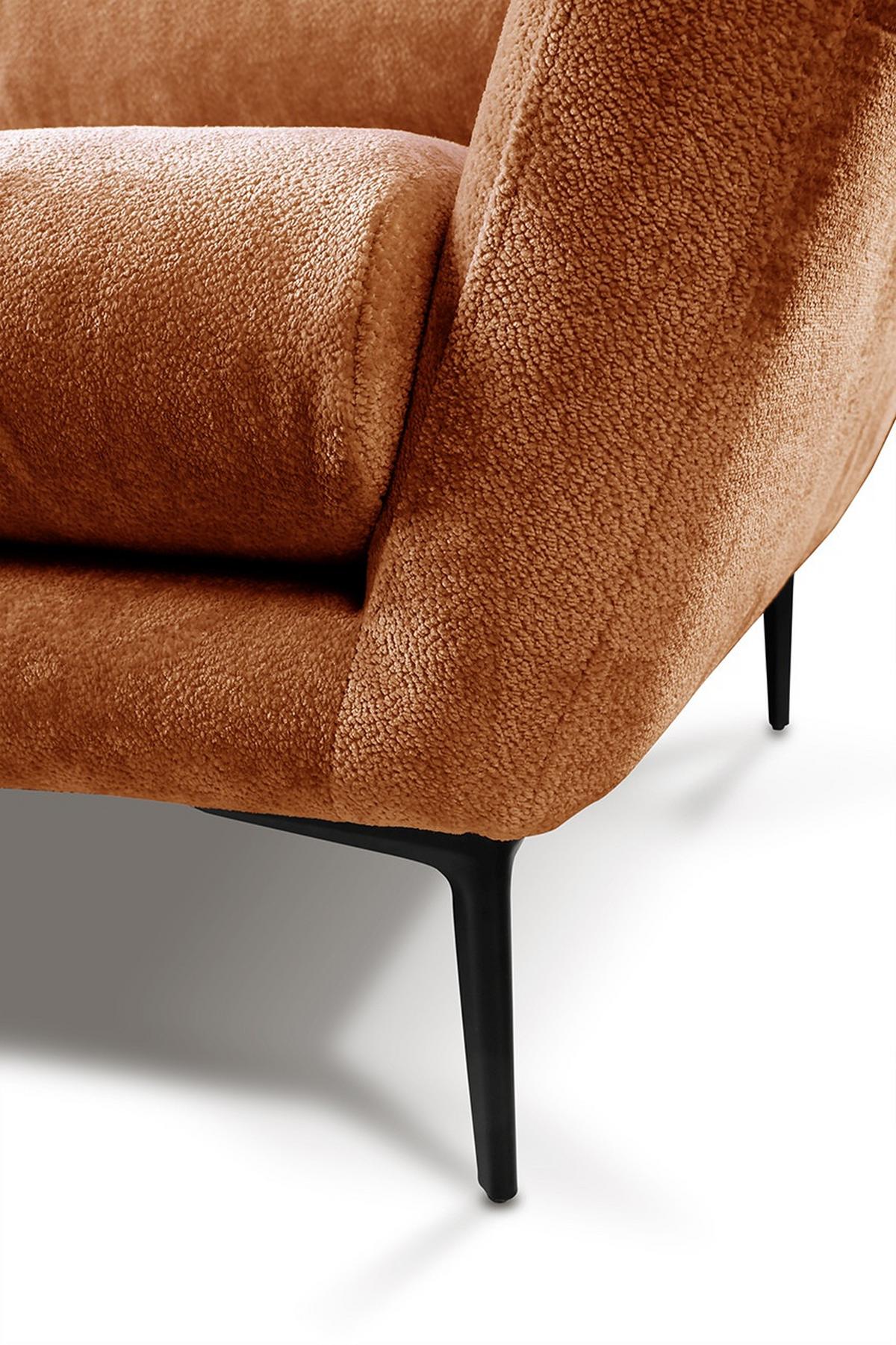 Sofa Ankona Rostfarben/Schwarz, 225 cm - Rostfarben/Schwarz, Design, Textil (225/86/95cm) - MID.YOU