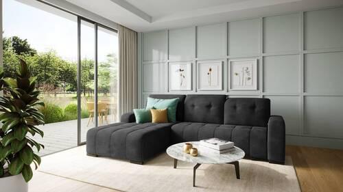 Ecksofa Vicari - Schwarz, MODERN, Textil (292/185cm) - Livetastic