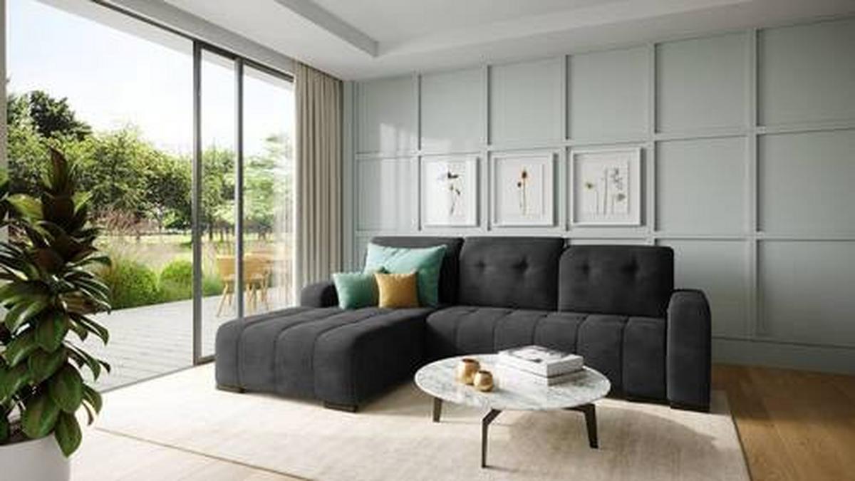 Ecksofa Vicari - Schwarz, MODERN, Textil (292/185cm) - Livetastic