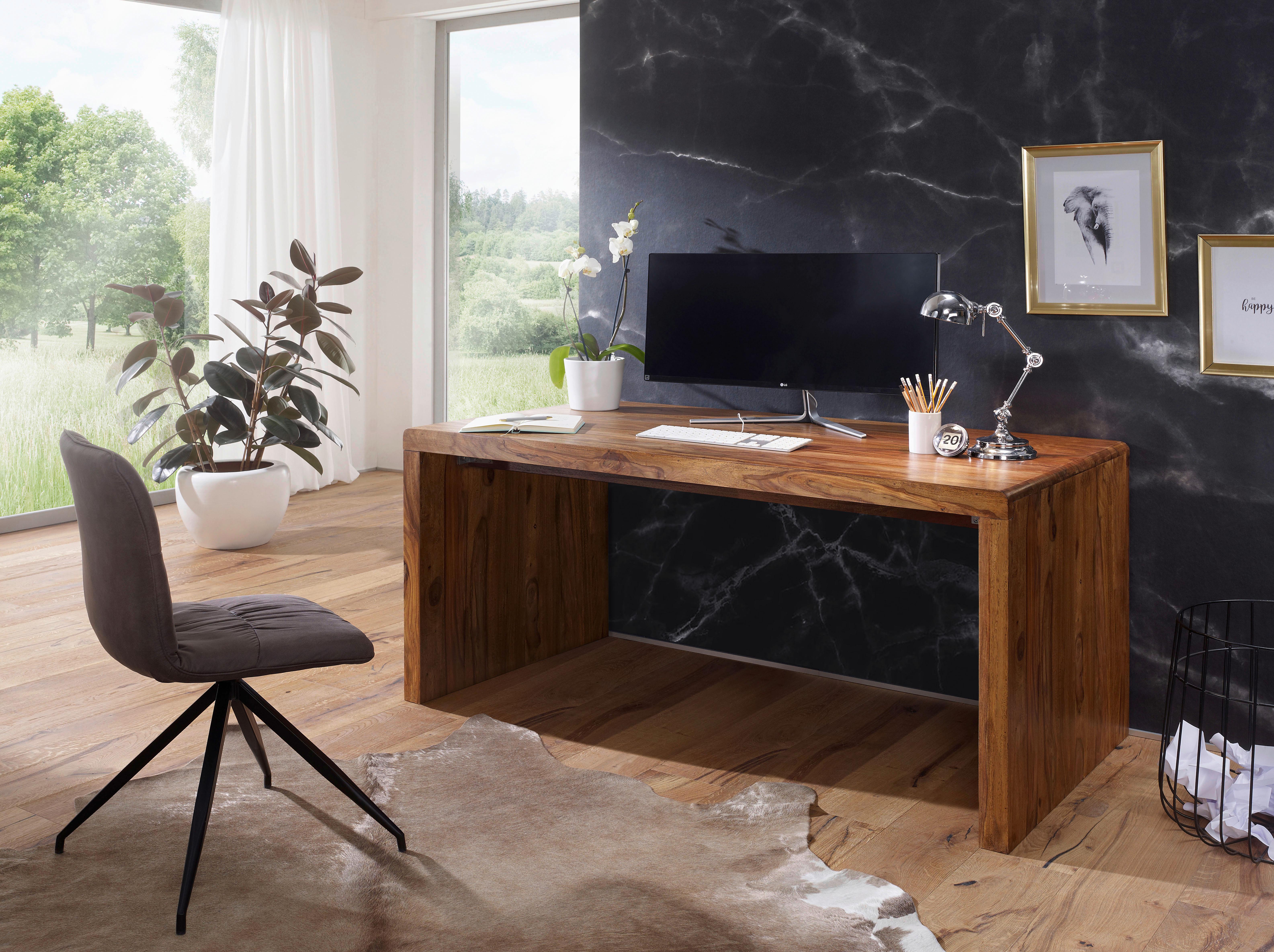 Schreibtisch Sheesham Sheeshamfarben B: 60 Cm - Sheeshamfarben, Design, Holz (120/60/76cm) - MID.YOU