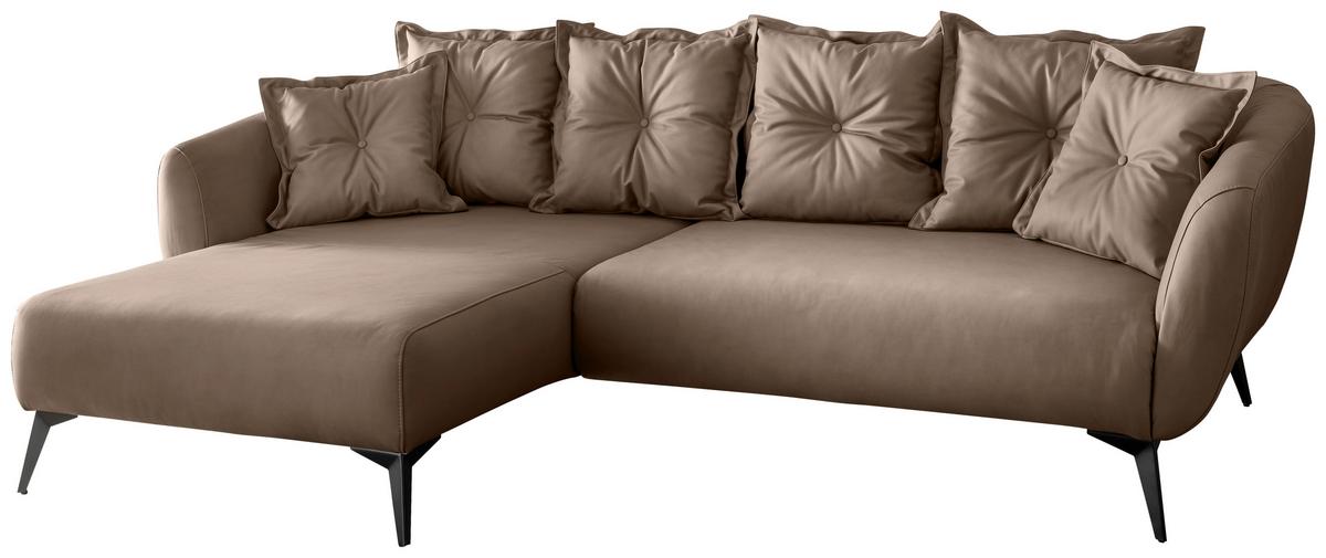 Ecksofa Baggio Braun S: 162x277 Cm - Schwarz/Braun, MODERN, Textil (162/277cm) - Livetastic