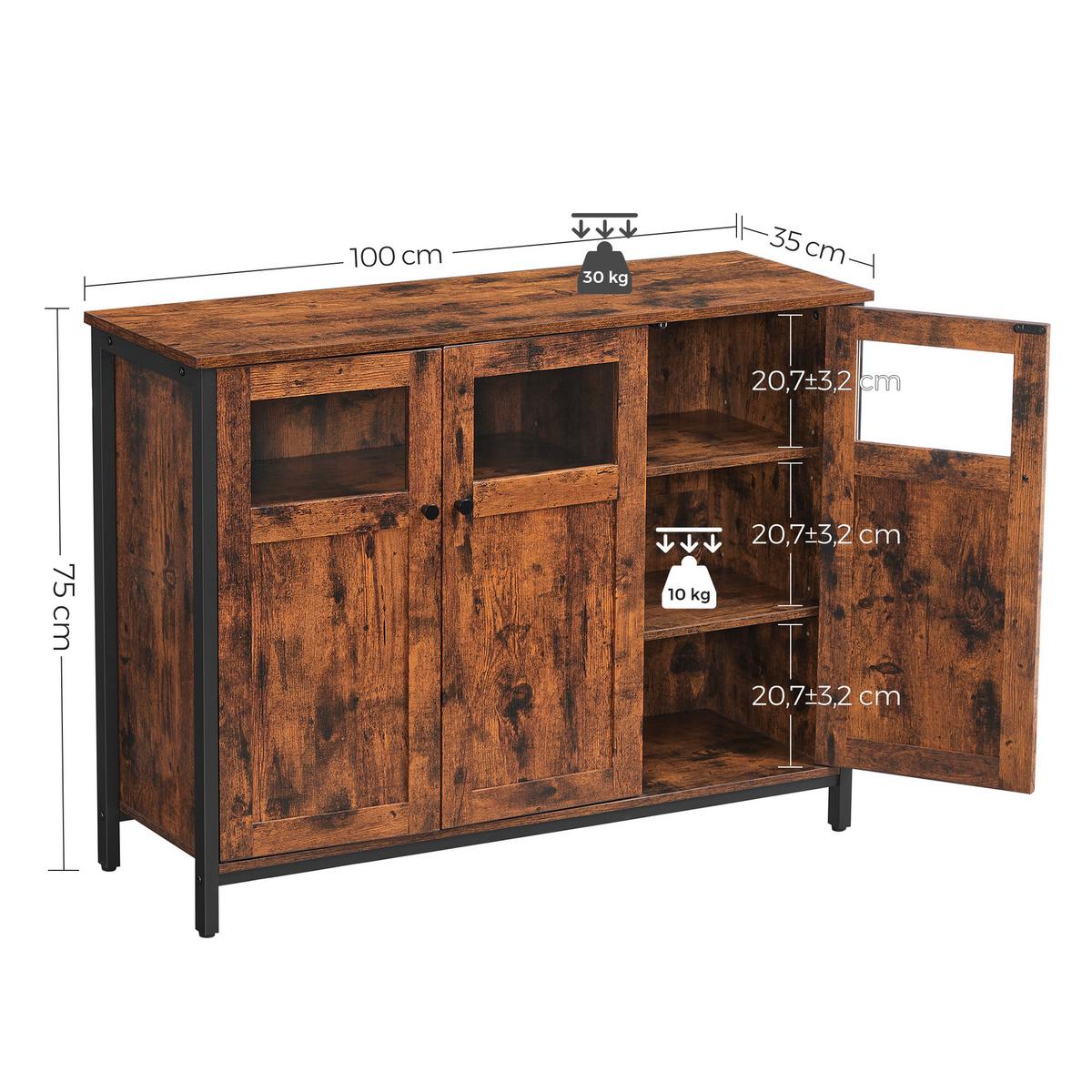 Sideboard Schwarz, Dunkelbraun B: 100 Cm - Dunkelbraun/Schwarz, Trend, Holzwerkstoff (100/75/35cm) - MID.YOU
