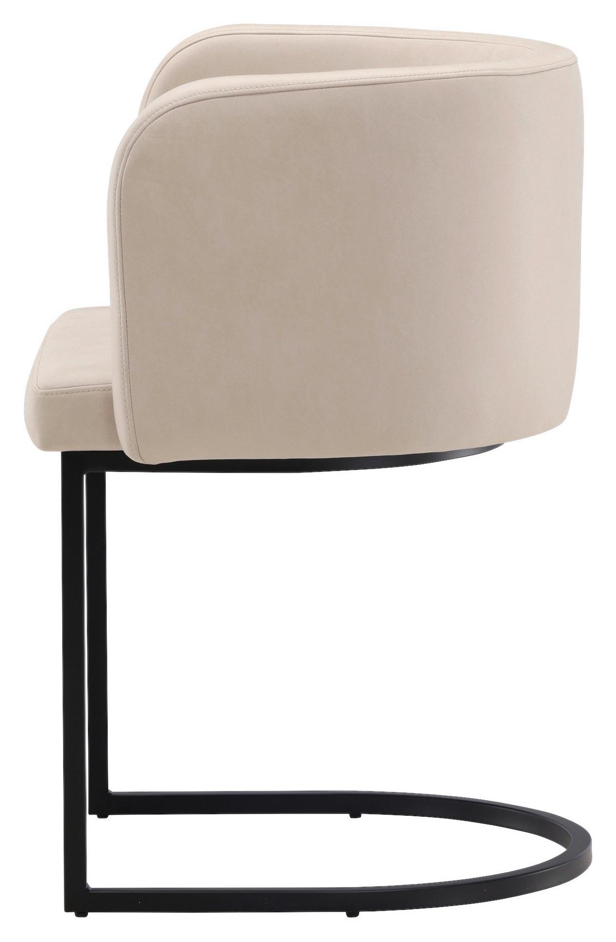 Stuhl Simrishamn - Beige/Schwarz, Design, Kunststoff/Textil (58/75/60cm) - Livetastic