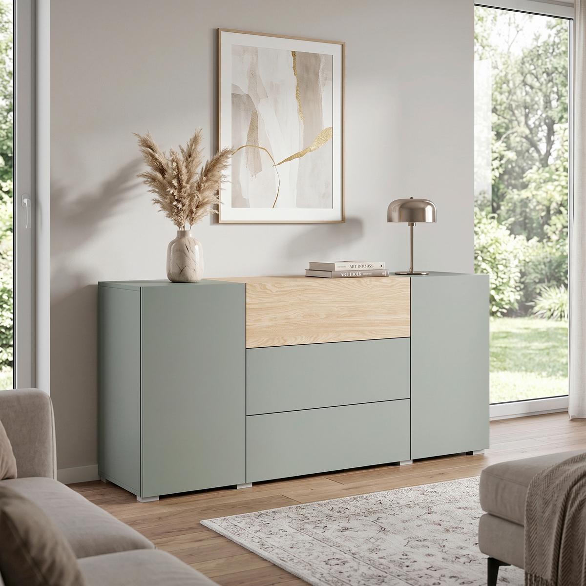P & B Sideboard 150cm Berlin 150 Salbeigrün/Eichefarben online kaufen ➤ Möbelix