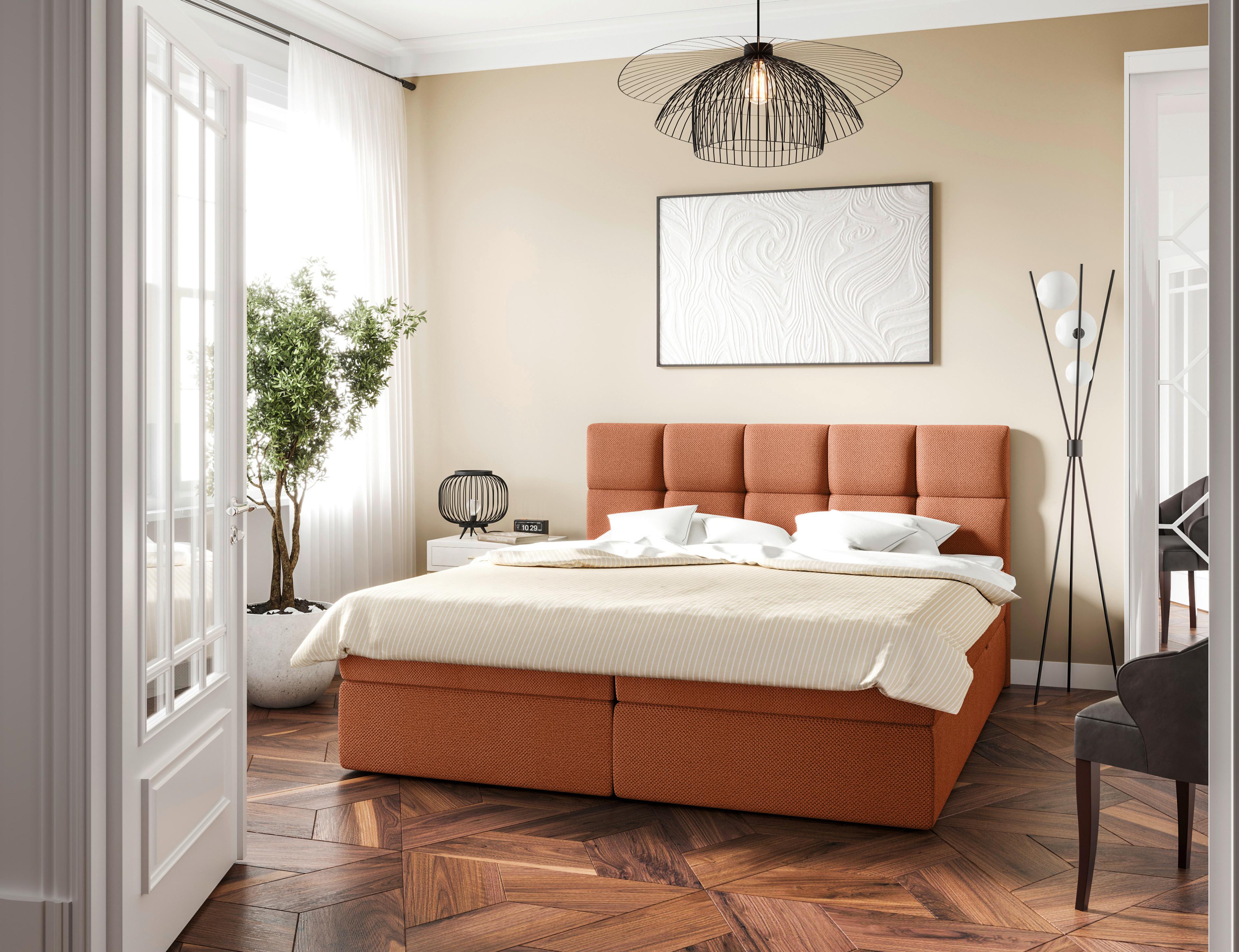Boxbett Lorie Ii - Rostfarben/Schwarz, MODERN, Holz/Holzwerkstoff (160/200cm) - MID.YOU