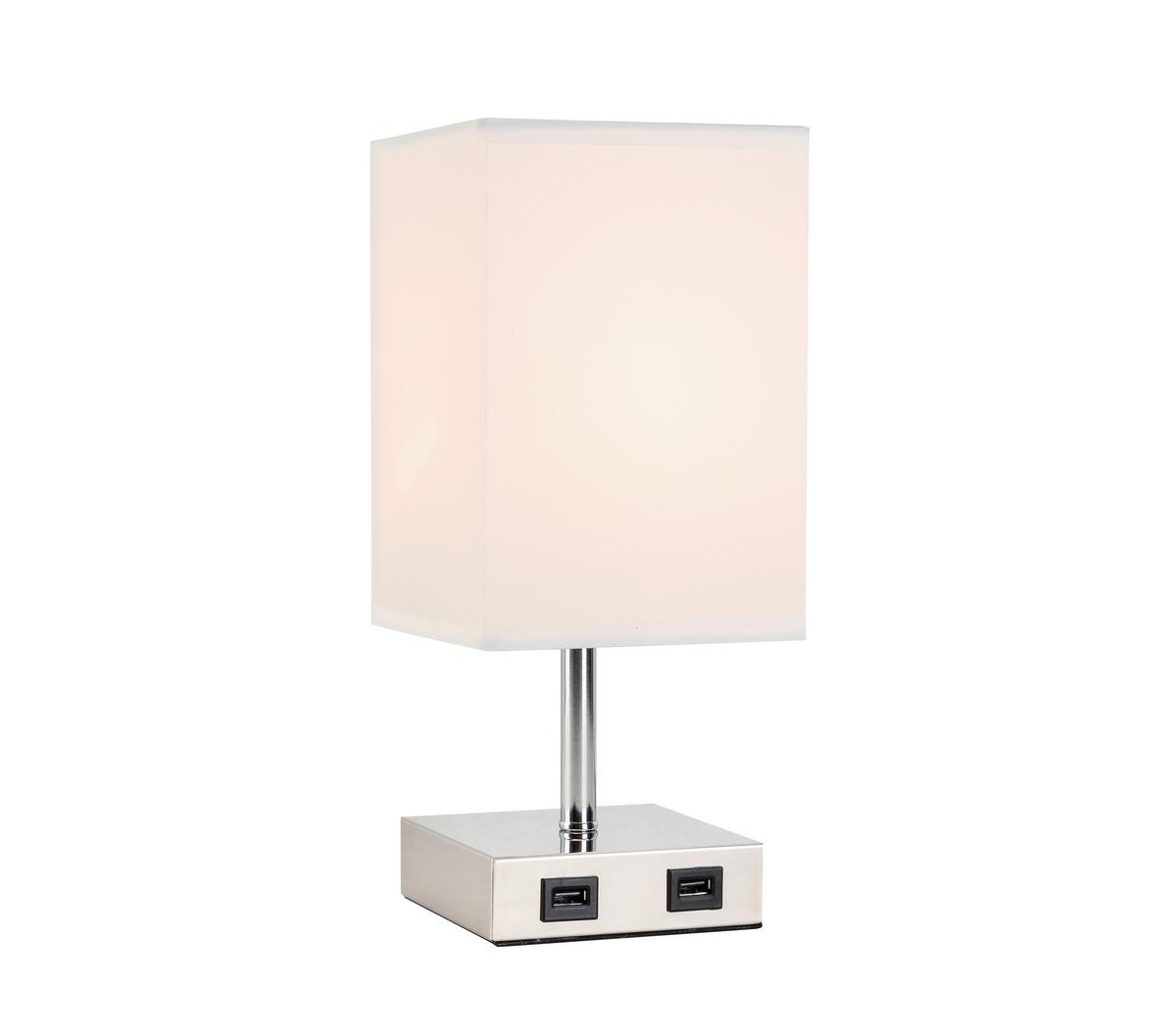 Stolní svítidlo ZIBOL, V: 13cm - bílá/barvy niklu, Romantický / Rustikální, kov/textil (13/13/30cm) - Modern Living