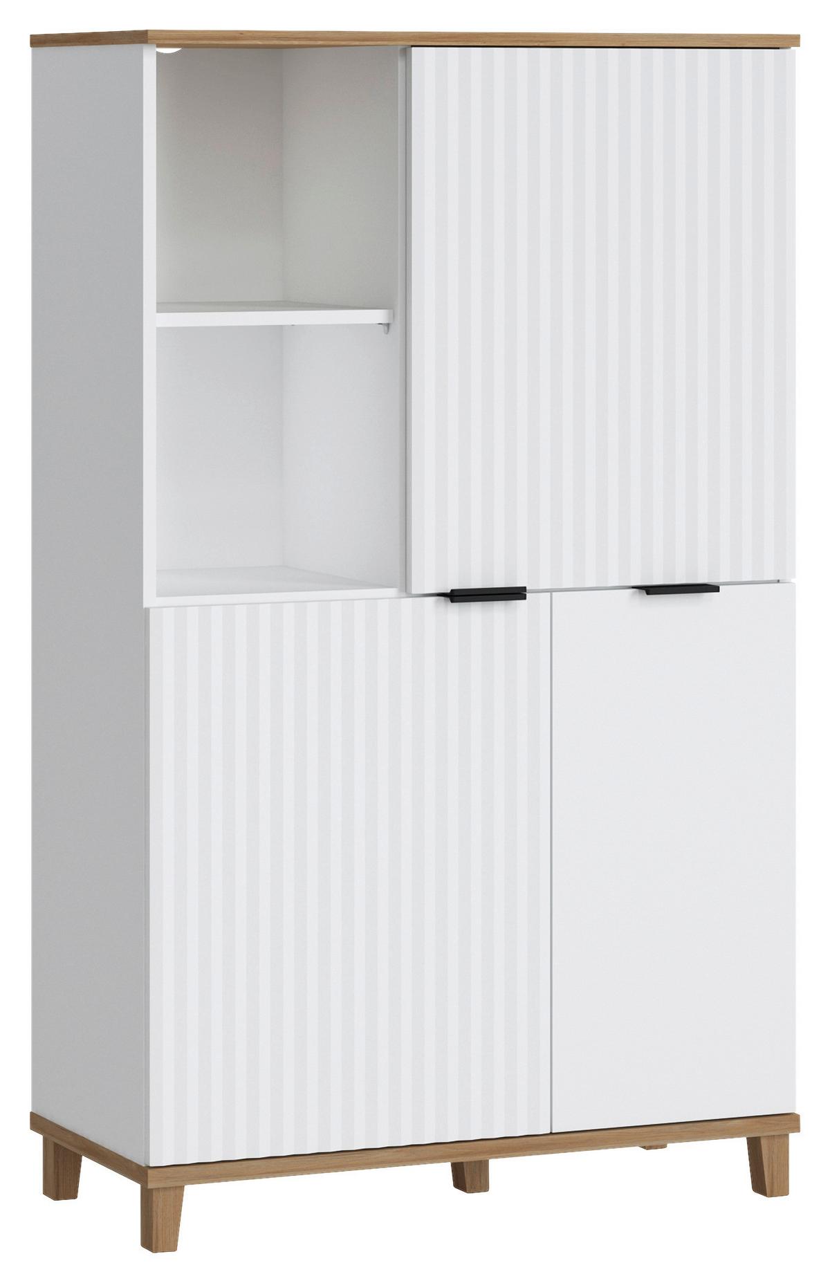 Highboard Pissee Alpin Weiß Grandson Eiche B: 84,8 cm - MODERN, Holzwerkstoff (84,8/141,4/40cm)