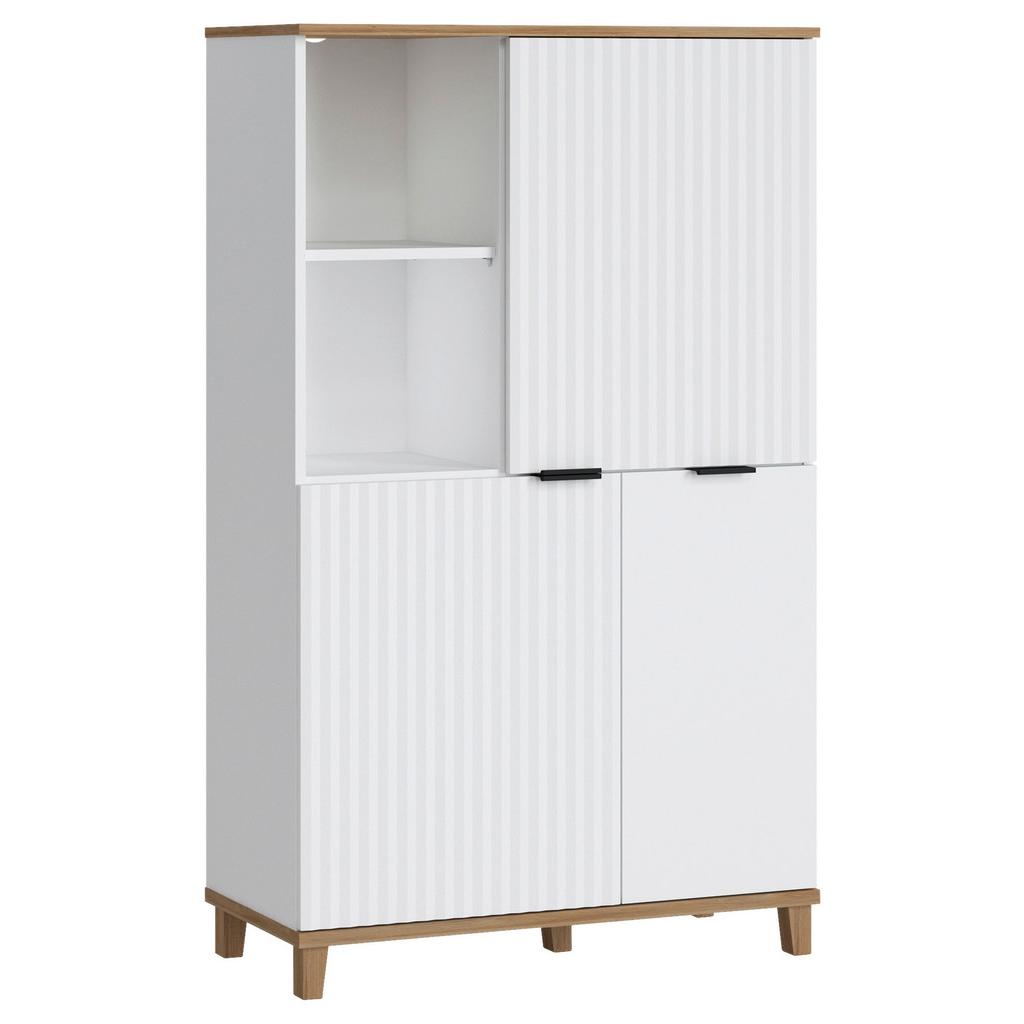 Highboard Pissee Alpin Weiß Grandson Eiche B: 84,8 cm