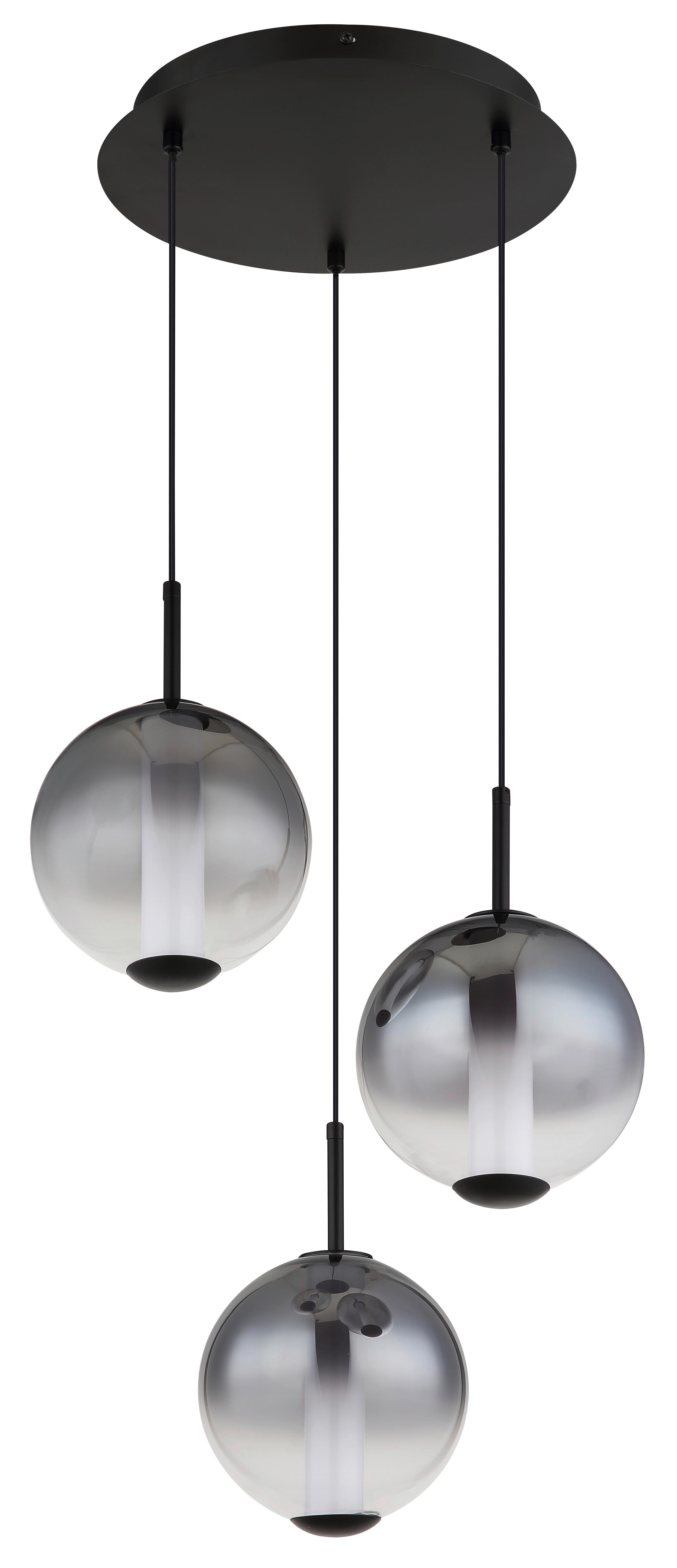 LED-Hängeleuchte Lacy Grau Schwarz Weiß D: 38 cm - Schwarz/Weiß, KONVENTIONELL, Glas/Kunststoff (38/120cm) - Globo