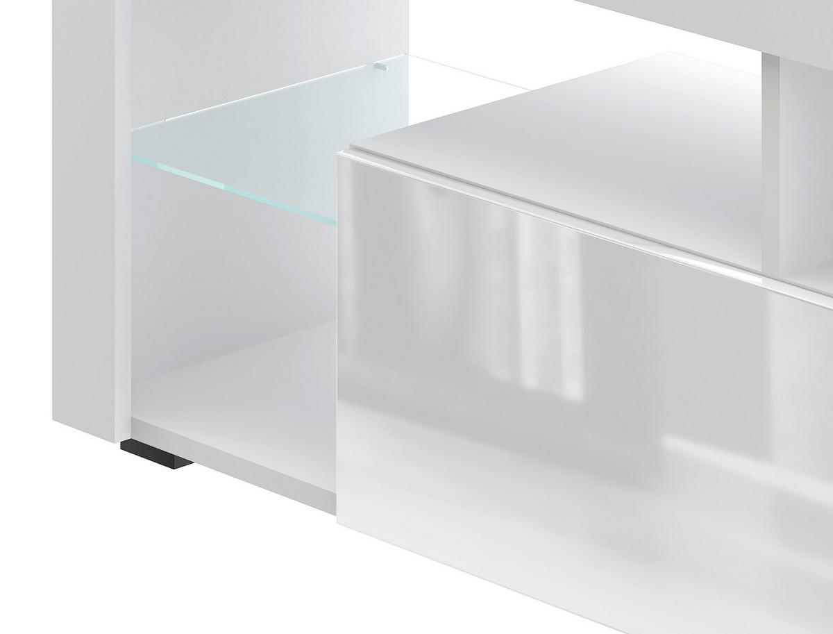 Lowboard Everest 140 - Schwarz/Weiß, Design, Glas/Holzwerkstoff (140/50,5/35cm) - Livetastic