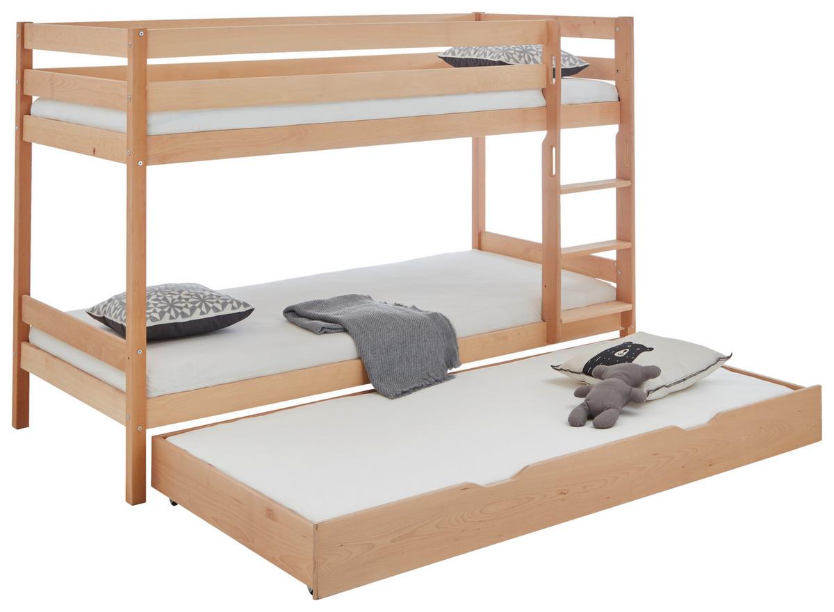 Etagenbett Lupo 2 Natur Buche Massiv Mit Absturzsicherung - Buchefarben, KONVENTIONELL, Holz (90/200cm)