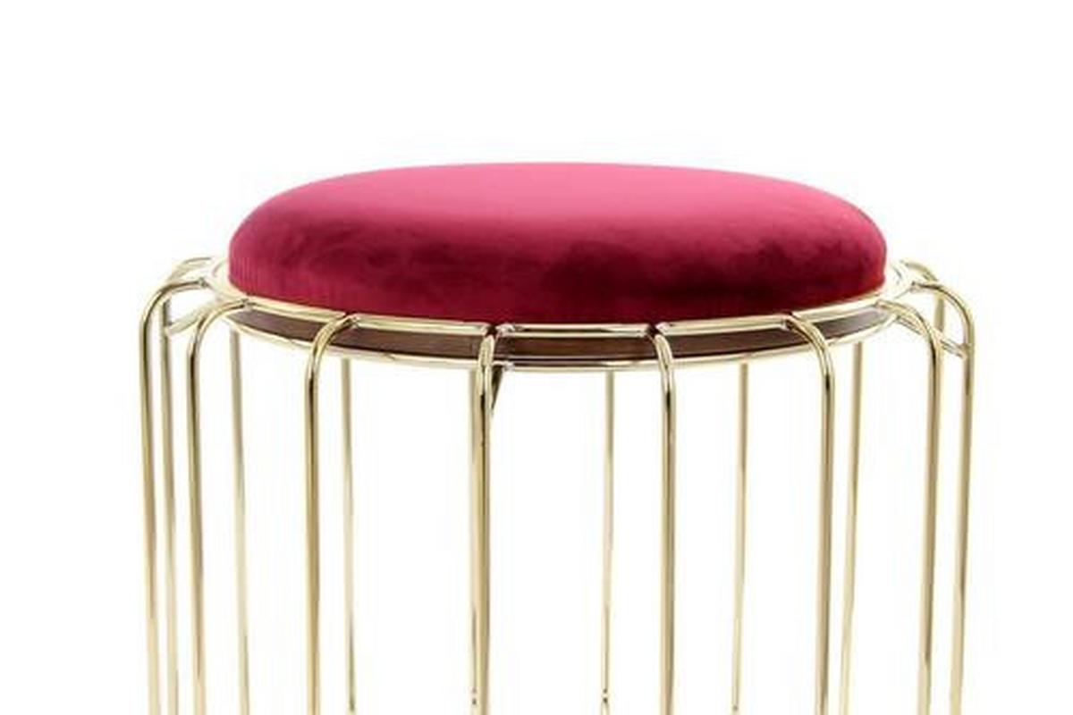 Beistelltisch/pouf 2 In 1 Comfortable Gold/rot - Rot/Goldfarben, Basics, Glas/Holzwerkstoff (50/50/45cm) - Kayoom