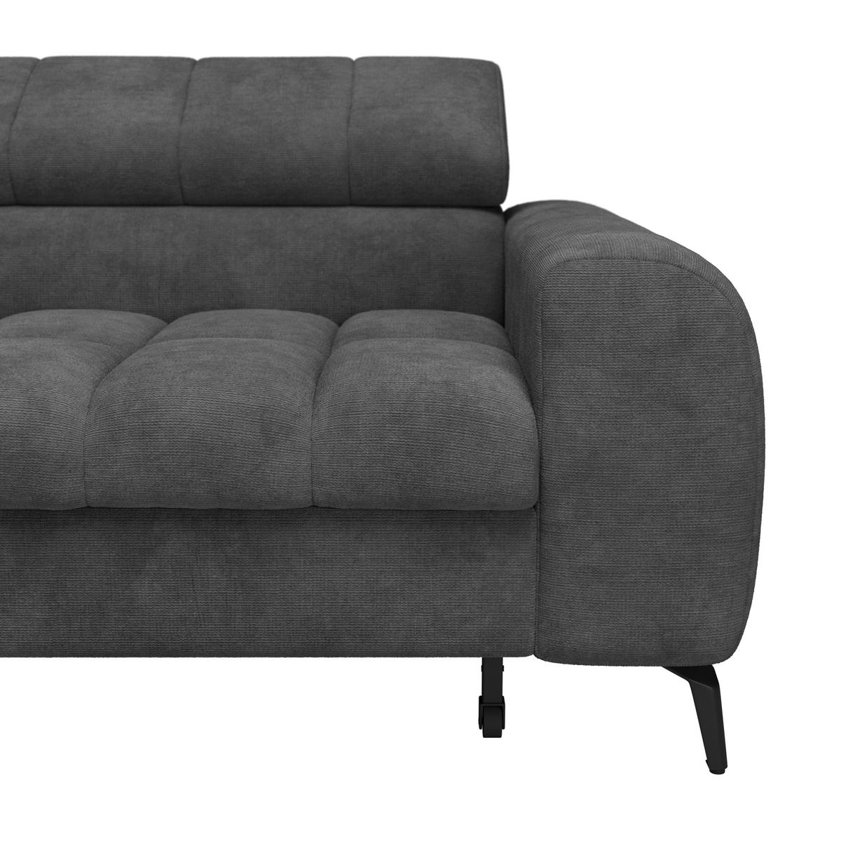 Ecksofa mit Schlaffunktion & Bettkasten Volf Dunkelgrau - Dunkelgrau/Schwarz, Trend, Kunststoff/Textil (203/261cm)