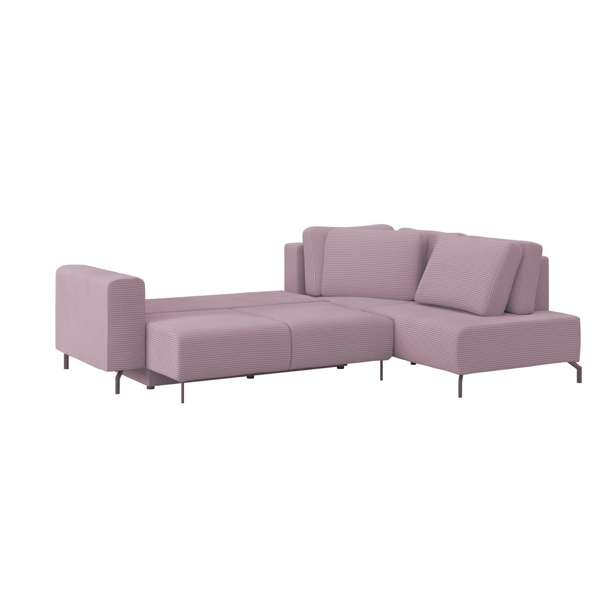 Rohová sedačka VENI, pravá, fialový manšestr - černá/fialová, Moderní, textil (272/210cm) - Ondega