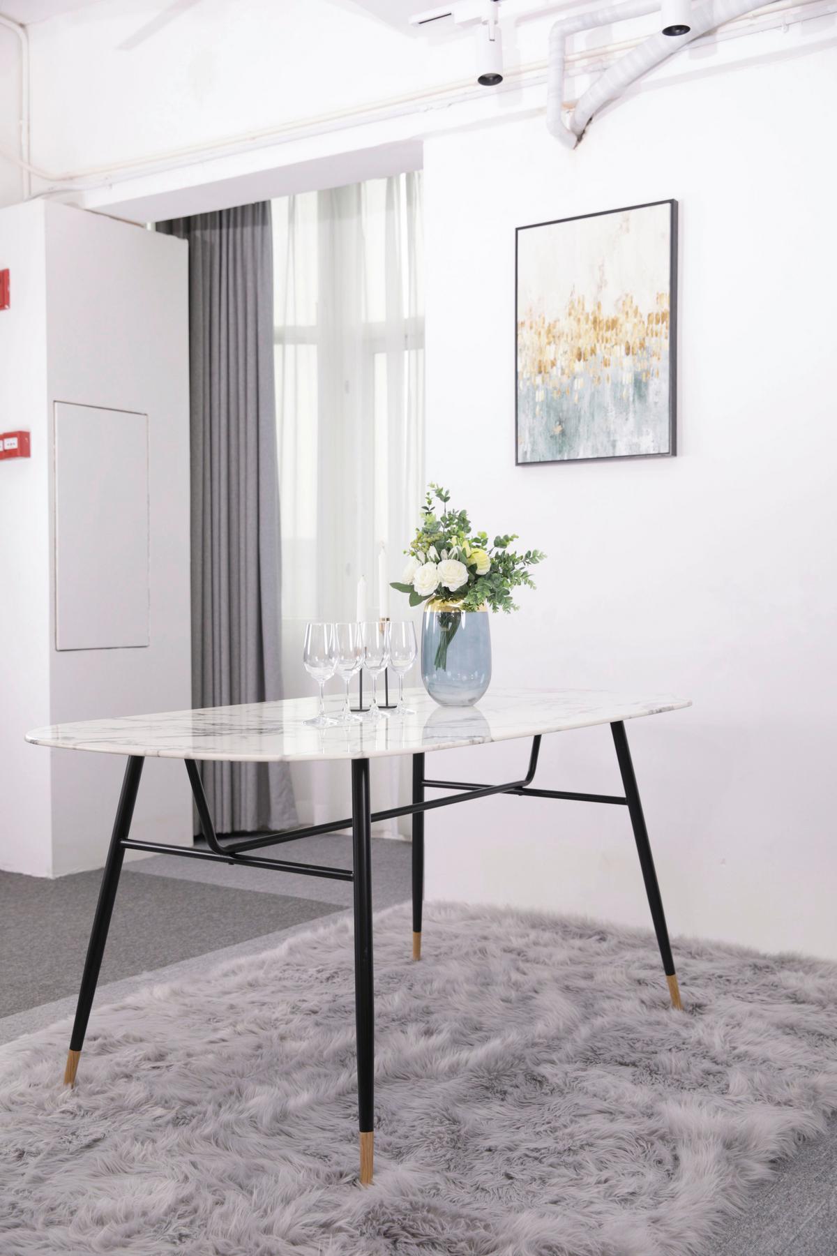 Esstisch Schwarz, Weiß L: 160cm - Schwarz/Weiß, Design, Glas/Metall (160/90/77cm) - Livetastic