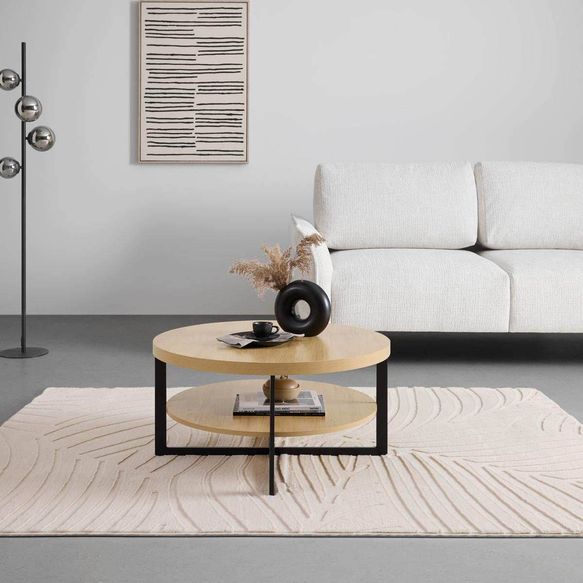 KONFERENČNÍ STOLEK RONDO - černá/dub artisan, Konvenční, kov/kompozitní dřevo (80/80/40cm) - Mömax