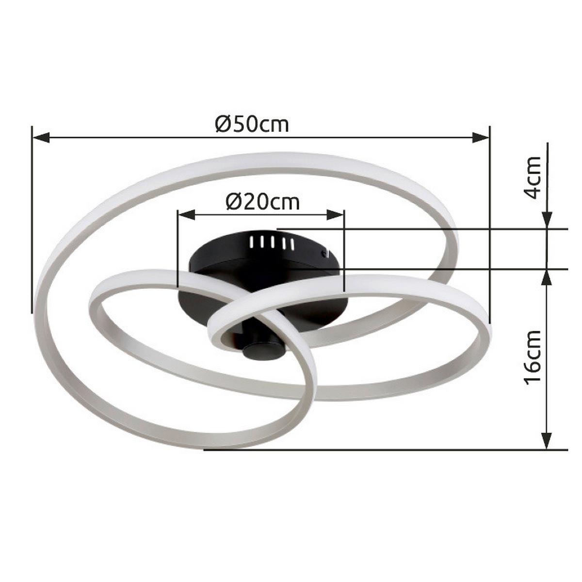 Led Mennyezeti Lámpa 67183-40n Glyxar - fekete/nikkelszínű, Design, műanyag/fém (50/16cm) - Globo