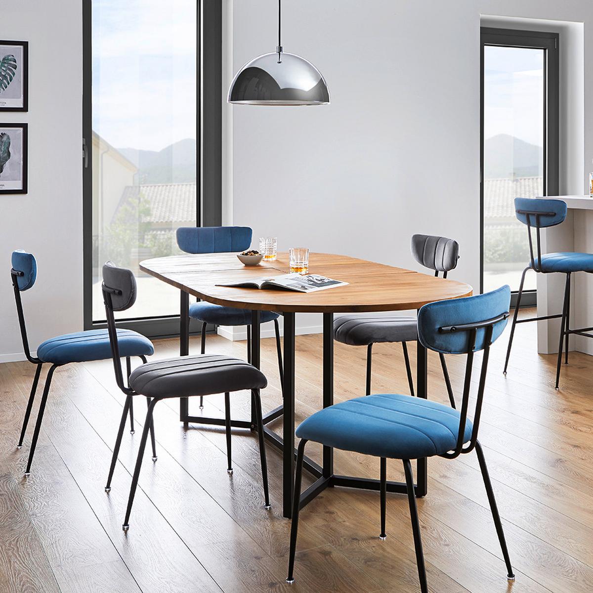 Jídelní židle TYLOR modrá - modrá/černá, Moderní, kov/dřevo (45/85/58cm) - Modern Living