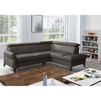 Ecksofa Note New Teilleder Dunkelbraun 244x199 - Dunkelbraun/Schwarz, Design, Leder/Textil (244/199cm) - Livetastic