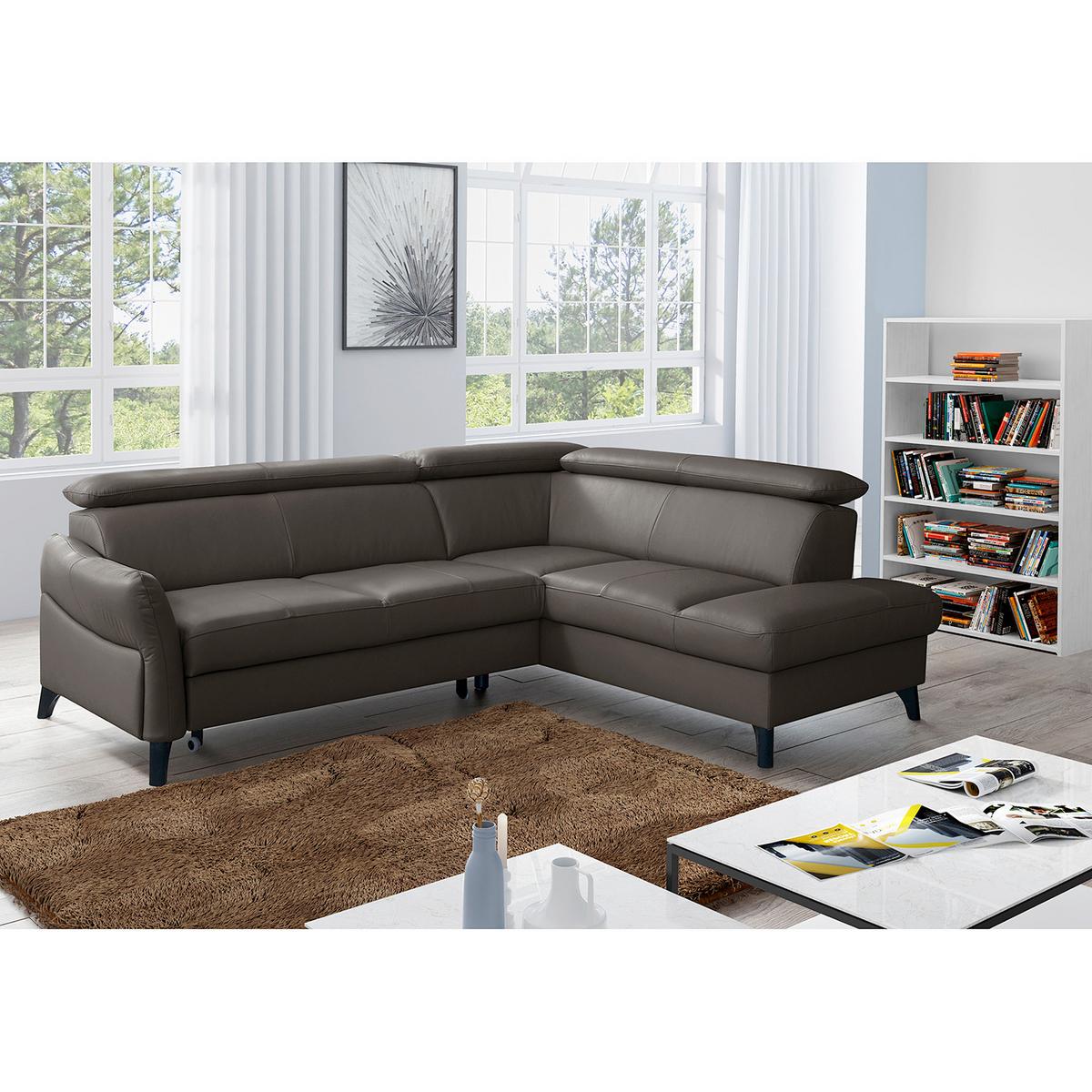 Ecksofa Note New Teilleder Dunkelbraun 244x199 - Dunkelbraun/Schwarz, Design, Leder/Textil (244/199cm) - Livetastic