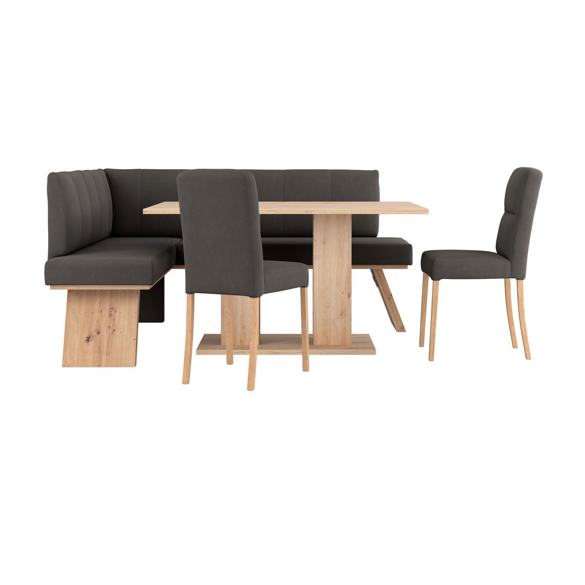 Eckbank  Emma Ii Webstoff Anthrazit, B: 150 Cm - Eichefarben/Anthrazit, KONVENTIONELL, Holzwerkstoff/Textil (150/185cm)