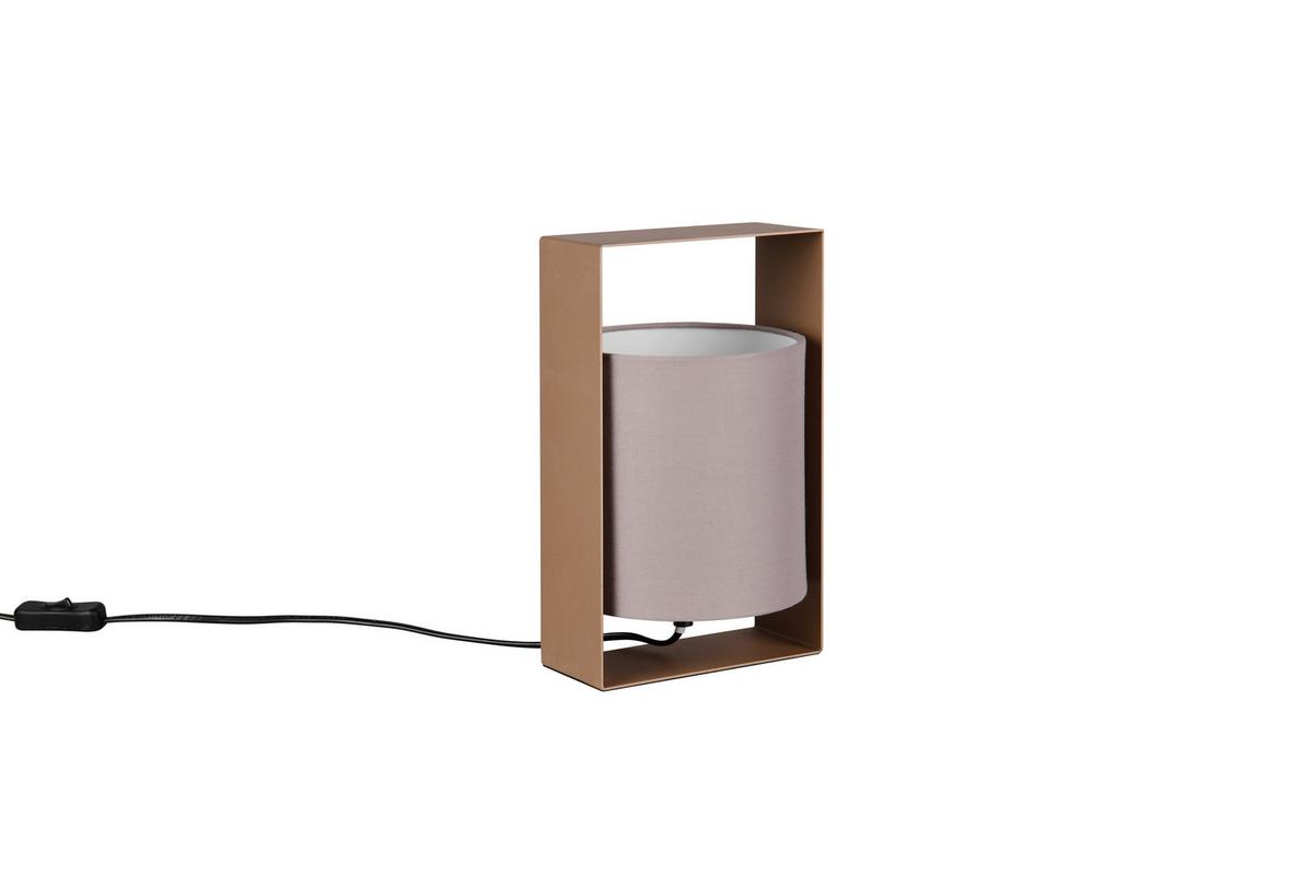 Tischleuchte Pail Braun Taupe B: 15 cm - Taupe/Braun, Design, Textil/Metall (16/15/27cm)