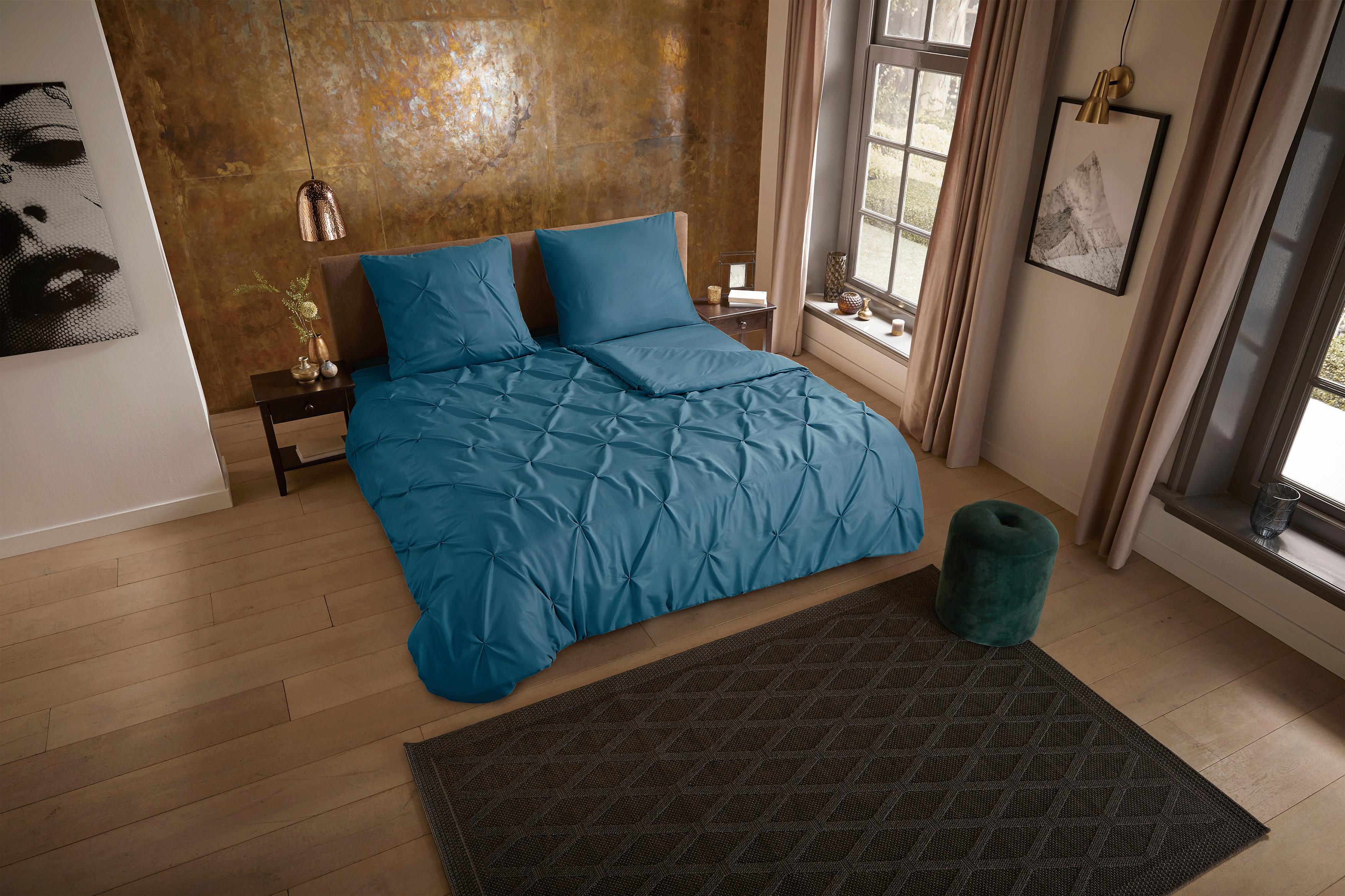 Bettwäsche Elegance Blau Petrol 135x200 Cm - Petrol, Basics, Textil (135/200cm)