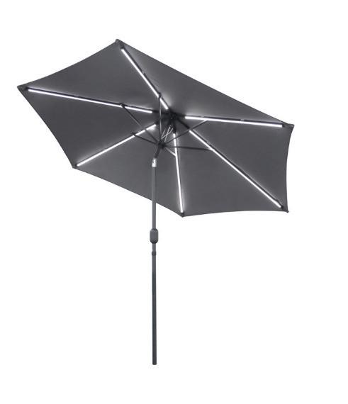 Sonnenschirm Led DM: 270 cm LED-Beleuchtung Dunkelgrau