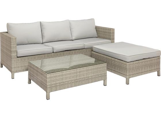 Loungegarnitur Kreta Beige 3-teilig inkl. Kissen - Klar/Beige, MODERN, Glas/Kunststoff - Luca Bessoni Loungegarnitur Kreta Beige 3-teilig inkl. Kissen - Klar/Beige, MODERN, Glas/Kunststoff - Luca Bessoni