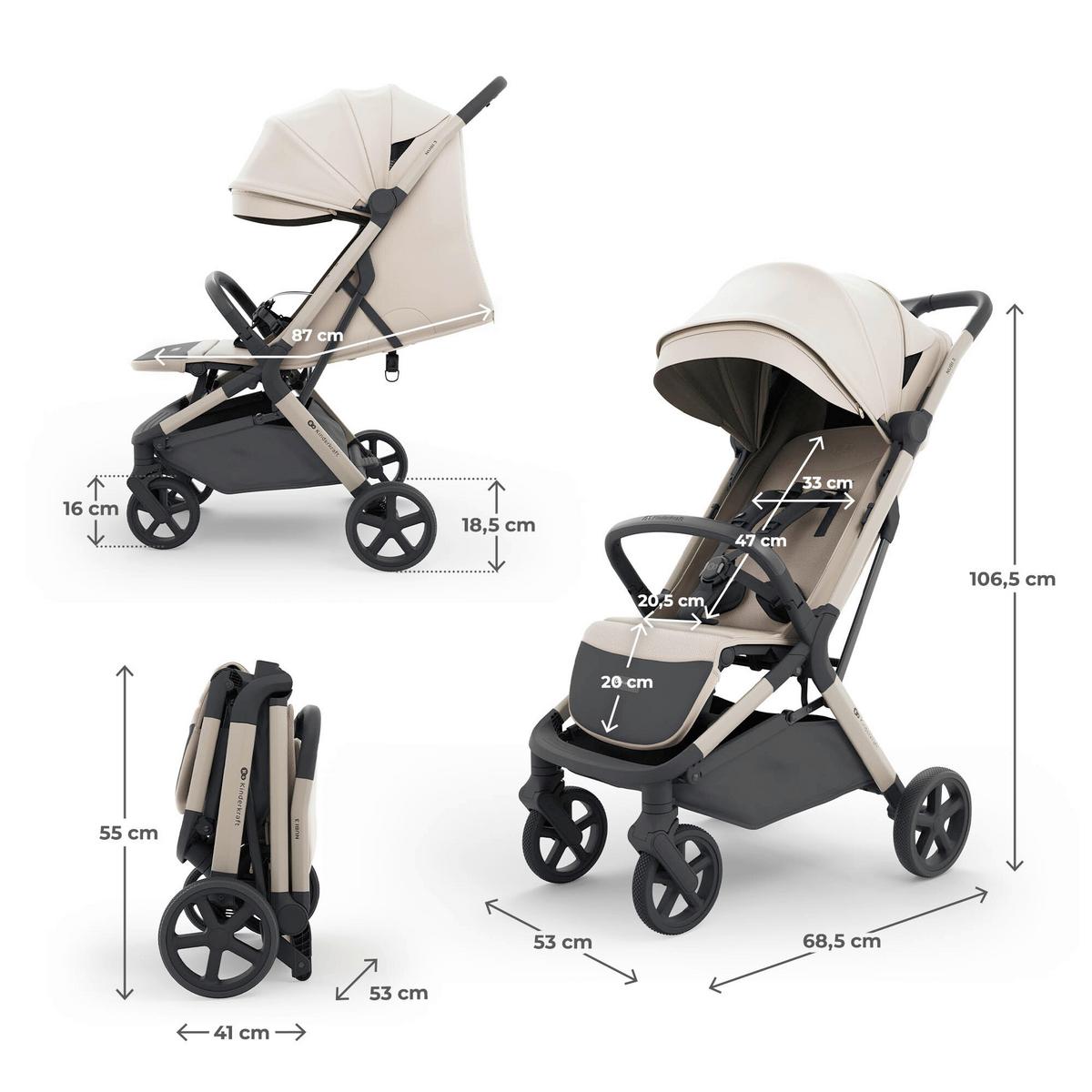 Kinderwagen Beige/Anthrazit - Multicolor, Basics, Kunststoff/Textil (68,5/53/106,5cm) - Kinderkraft