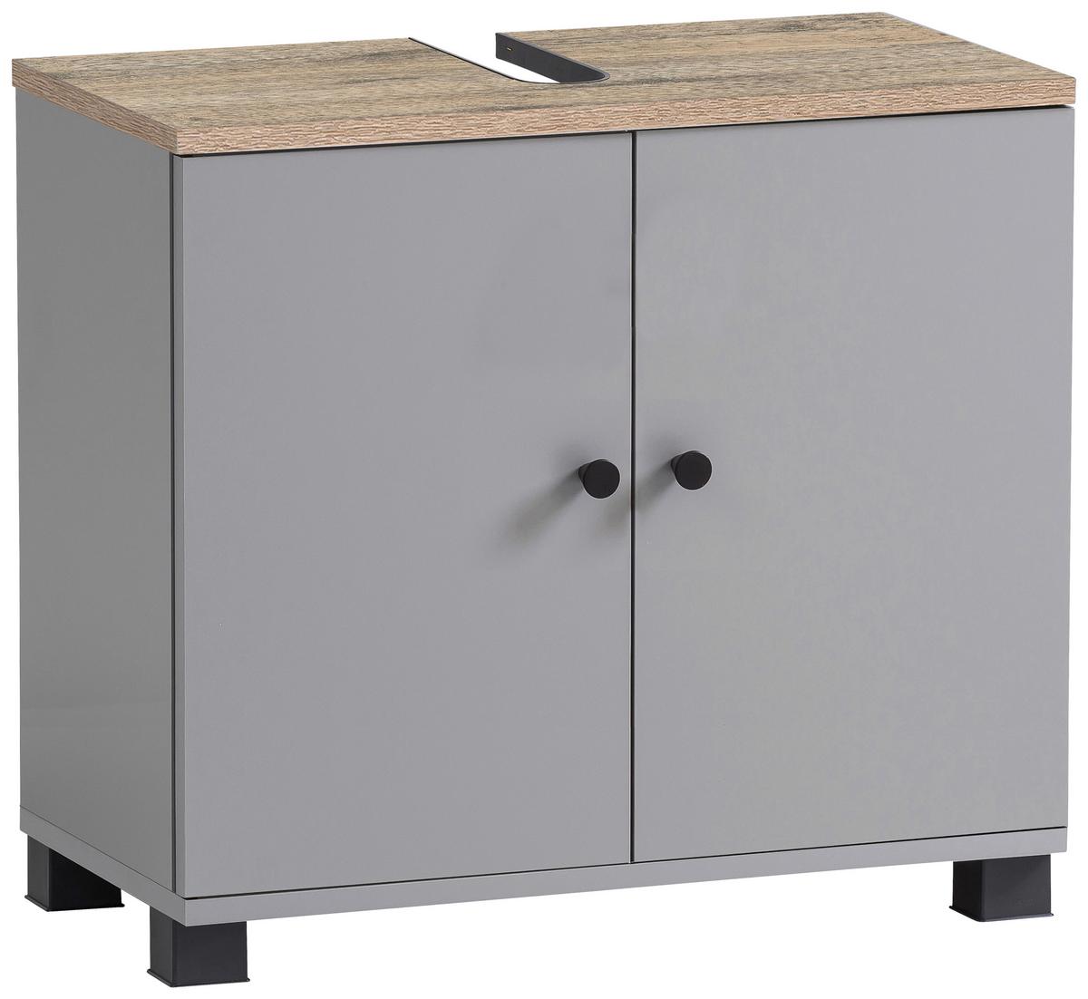 Waschbeckenunterschrank Lugo - Schwarz/Grau, MODERN, Holzwerkstoff (60/62,4/32,6cm) - MID.YOU