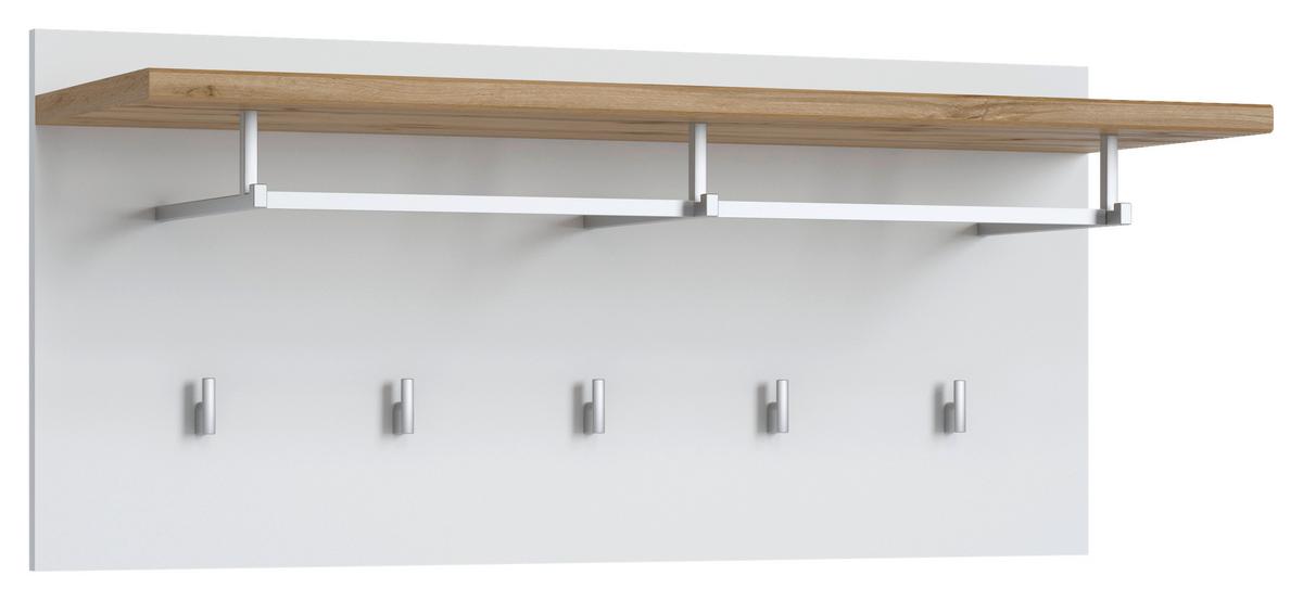 Garderobenpaneel Hola Weiß/ Eiche Wotan B: 90 cm - Eiche Wotan/Weiß, Trend, Holzwerkstoff (90/40,5/30cm)