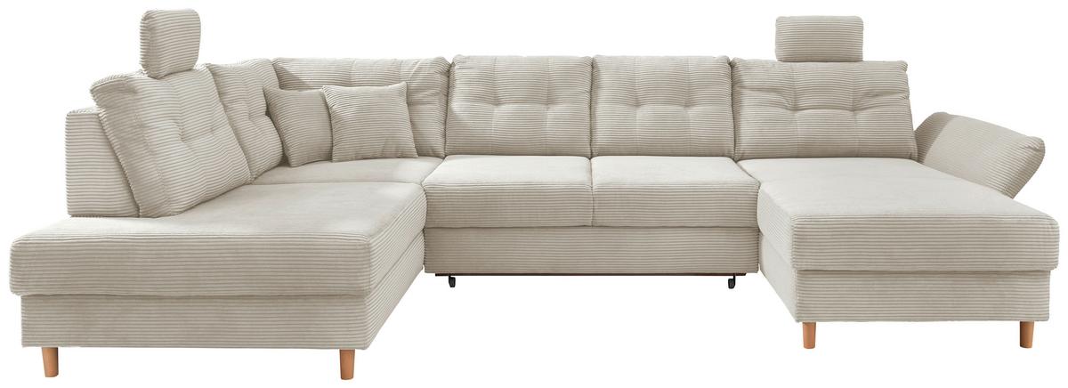 Wohnlandschaft Brizzini Mit Schlaffunktion, Beige - Beige/Naturfarben, MODERN, Textil (206/338-352/176cm) - Livetastic