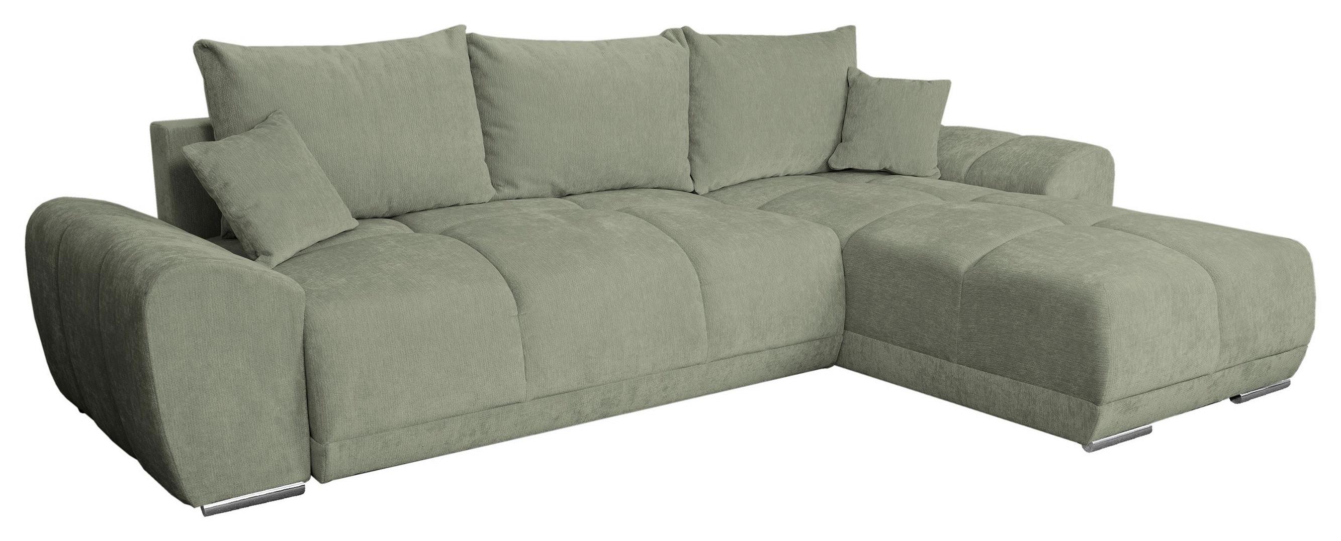 ECKSCHLAFSOFA Ramon, Mintgrün S:296x182cm - Chromfarben/Beige, Trend, Textil (296/182cm)
