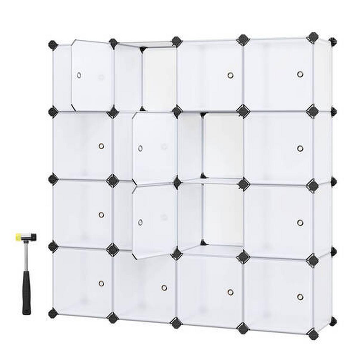 Regalkombination 16 Würfel B: 153 cm Metall/Weiß - Weiß, Basics, Kunststoff/Metall (153/153/31cm) - Boxxx