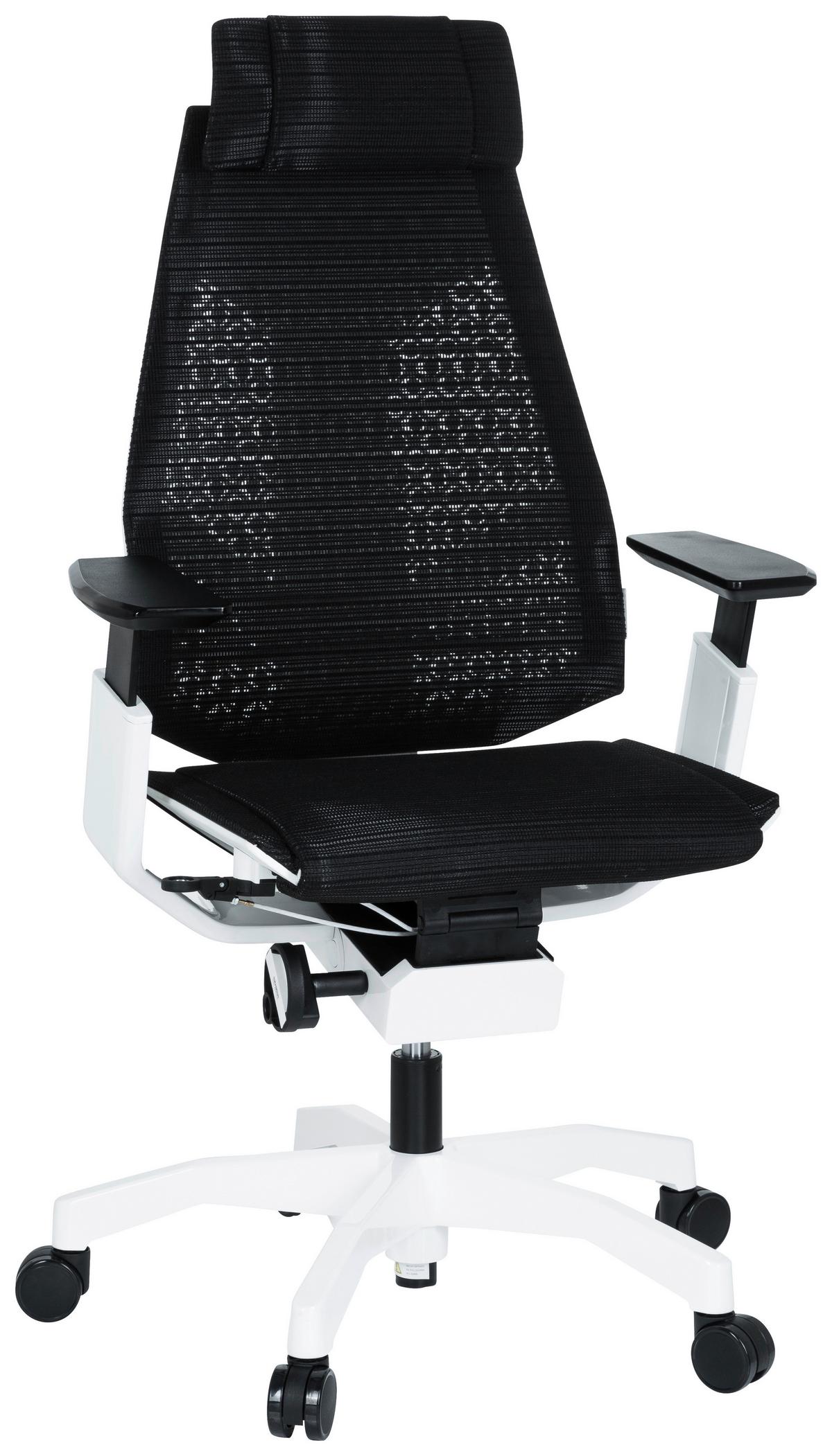 Bürostuhl Genidia Pro Mit Armstützen Schwarz/weiß - Schwarz/Weiß, MODERN, Kunststoff/Textil (57/114/46cm) - MID.YOU