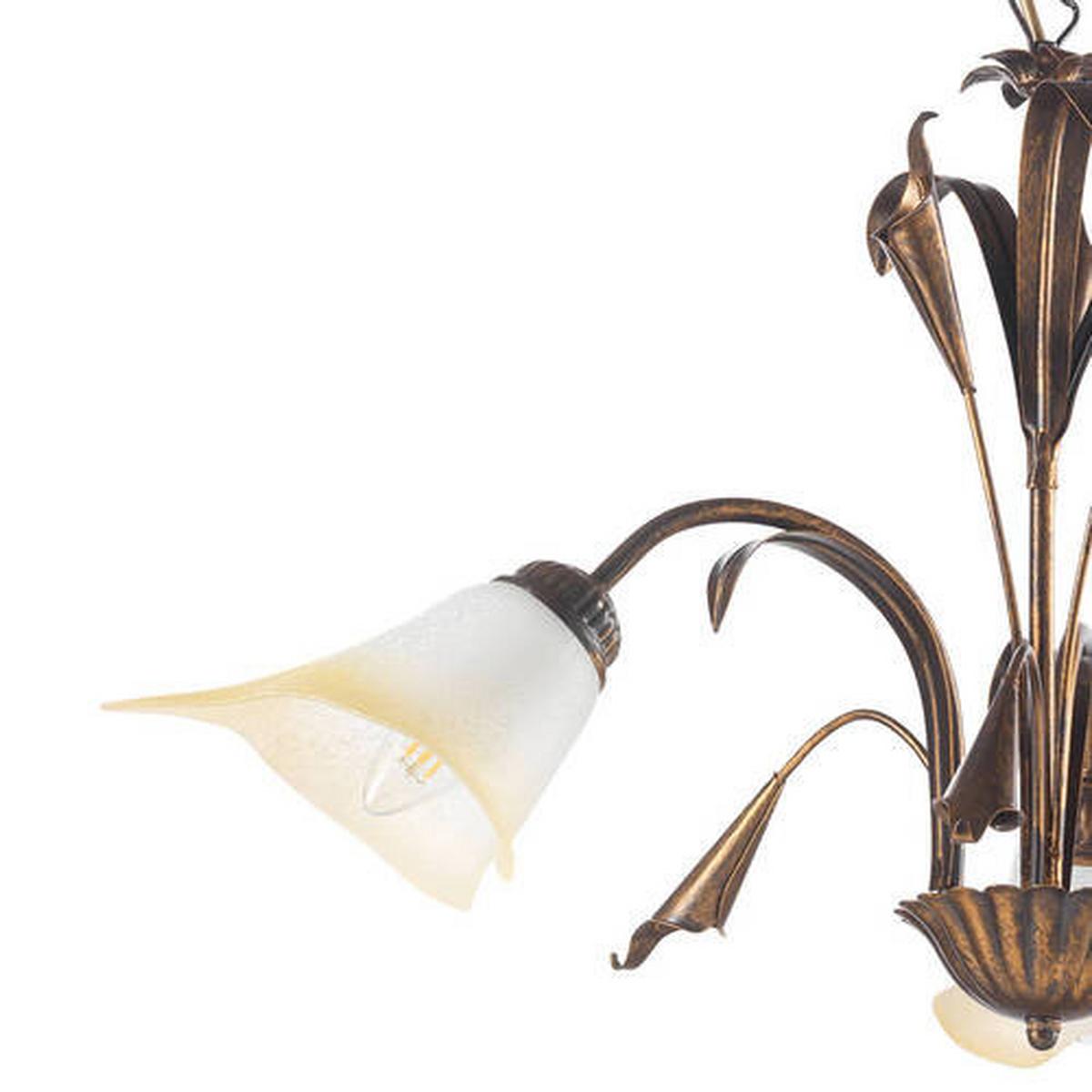 Kronleuchter 4722/3b - Bronzefarben, Natur, Glas/Metall (60/100cm)