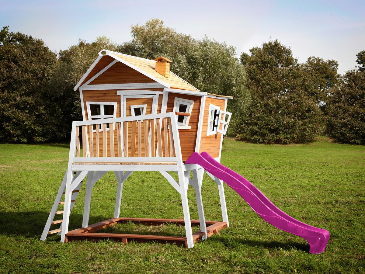 Spielturm A030.150.41 - Lila/Braun, KONVENTIONELL, Holz (432/288/193cm) - Ambia Garden
